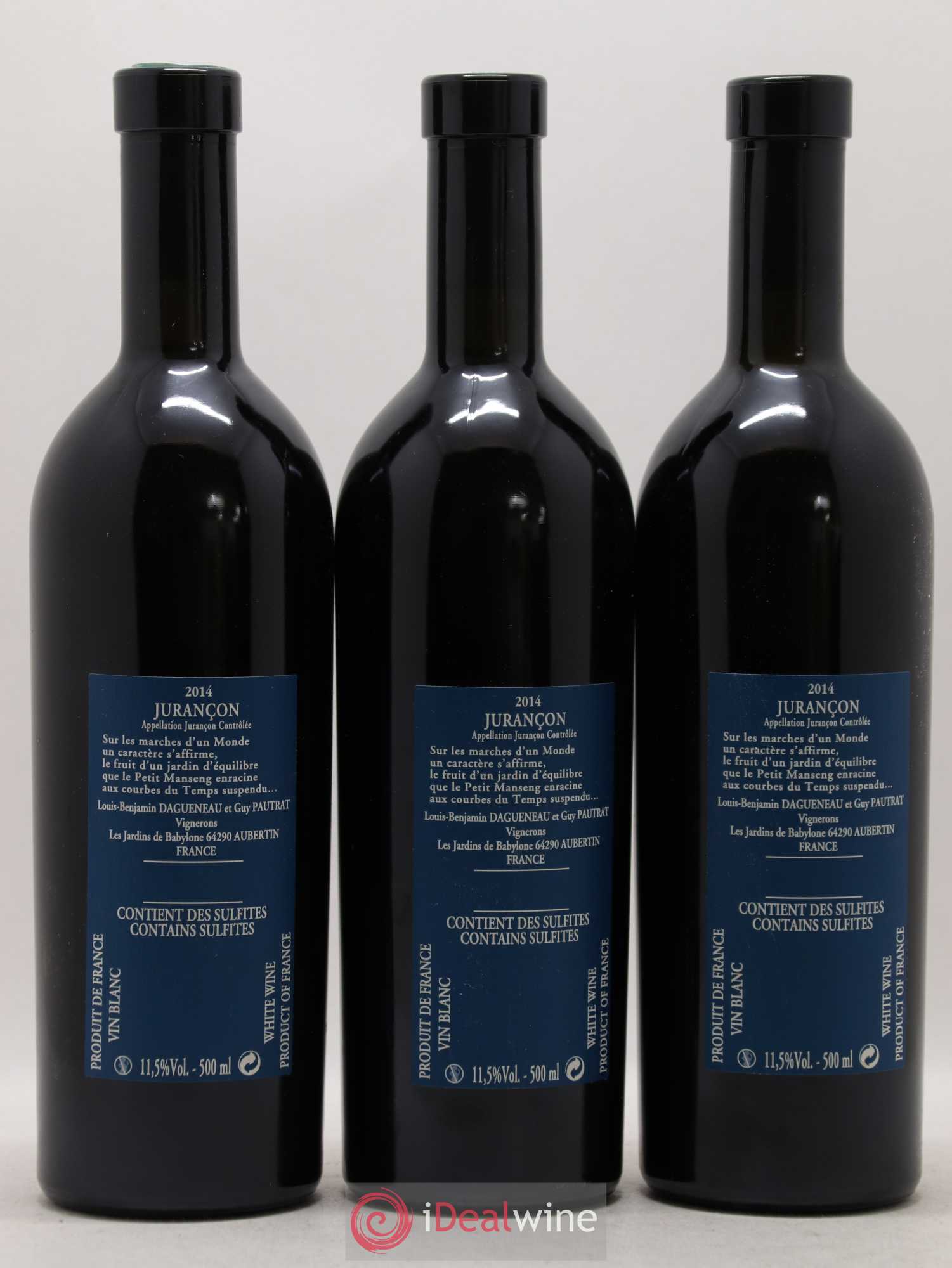 Vin de France (anciennement Jurançon) Jardins de Babylone Didier Dagueneau 50cl (sans prix de réserve) 2014 - Lot de 3 bouteilles - 1