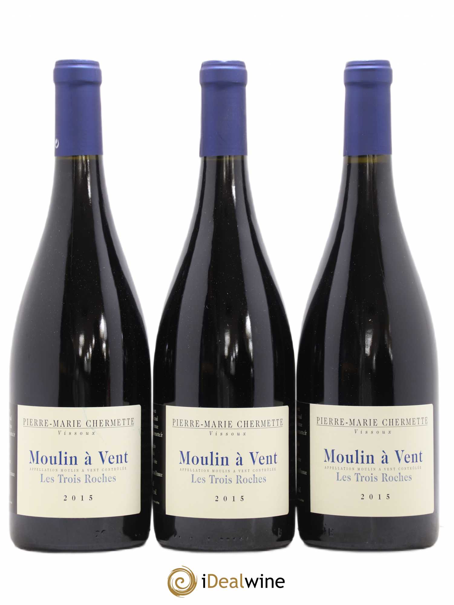 Moulin-à-Vent Les Trois Roches Domaine du Vissoux - P-M. Chermette (sans prix de réserve) 2015 - Lot de 3 bouteilles - 0