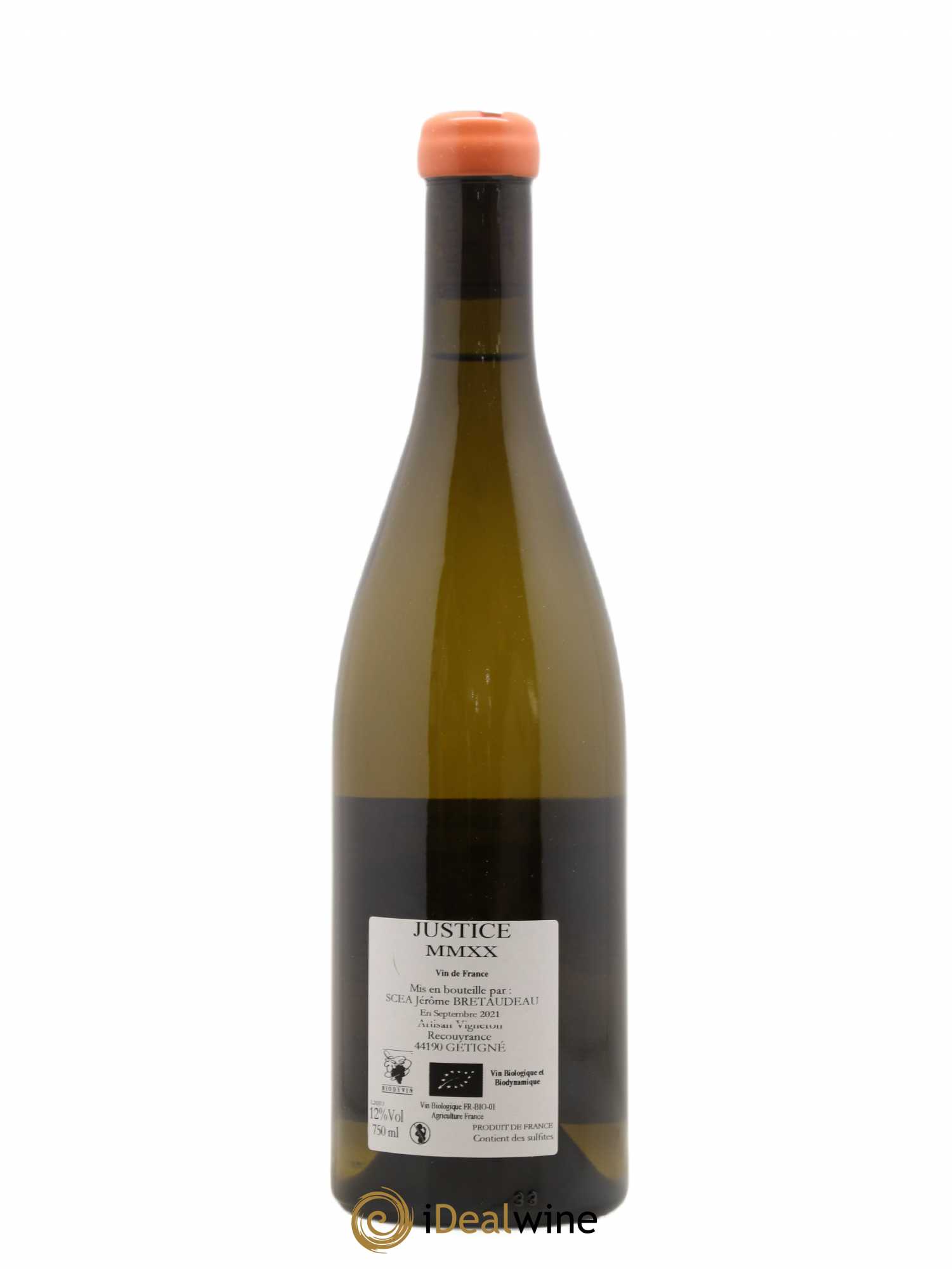 Vin de France La Justice Jérôme Bretaudeau - Domaine de Bellevue (sans prix de réserve) 2020 - Lot de 1 bouteille - 1