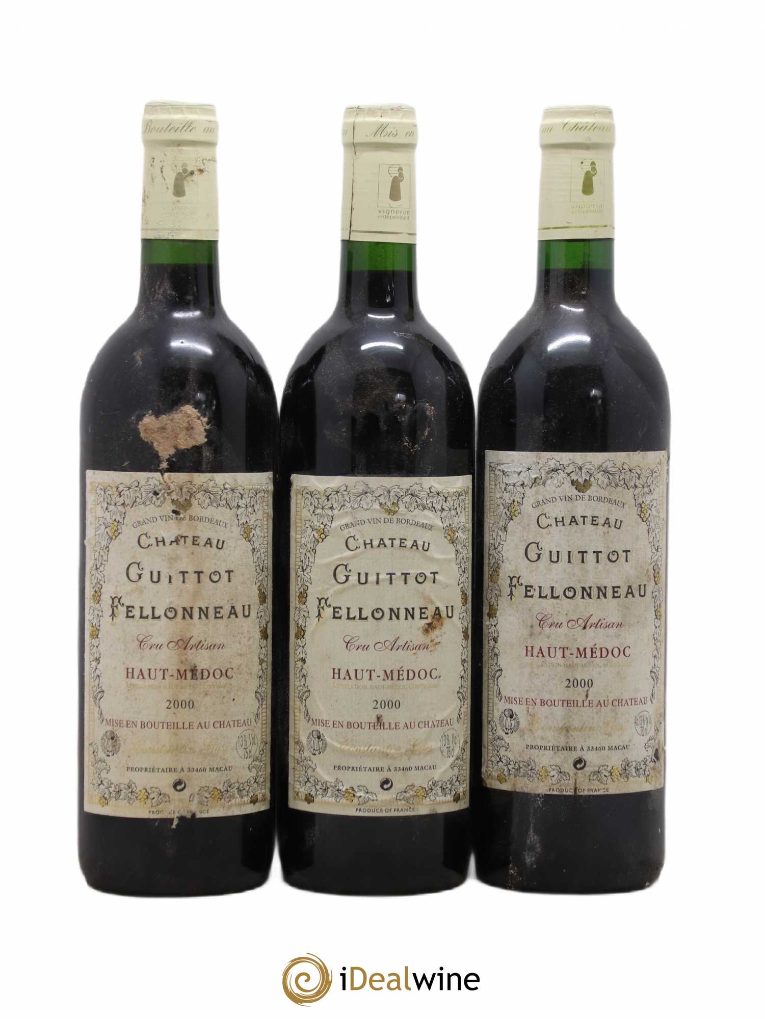 Haut Médoc Château Guittot Felloneau (sans prix de réserve) 2000 - Posten von 3 Flaschen - 0