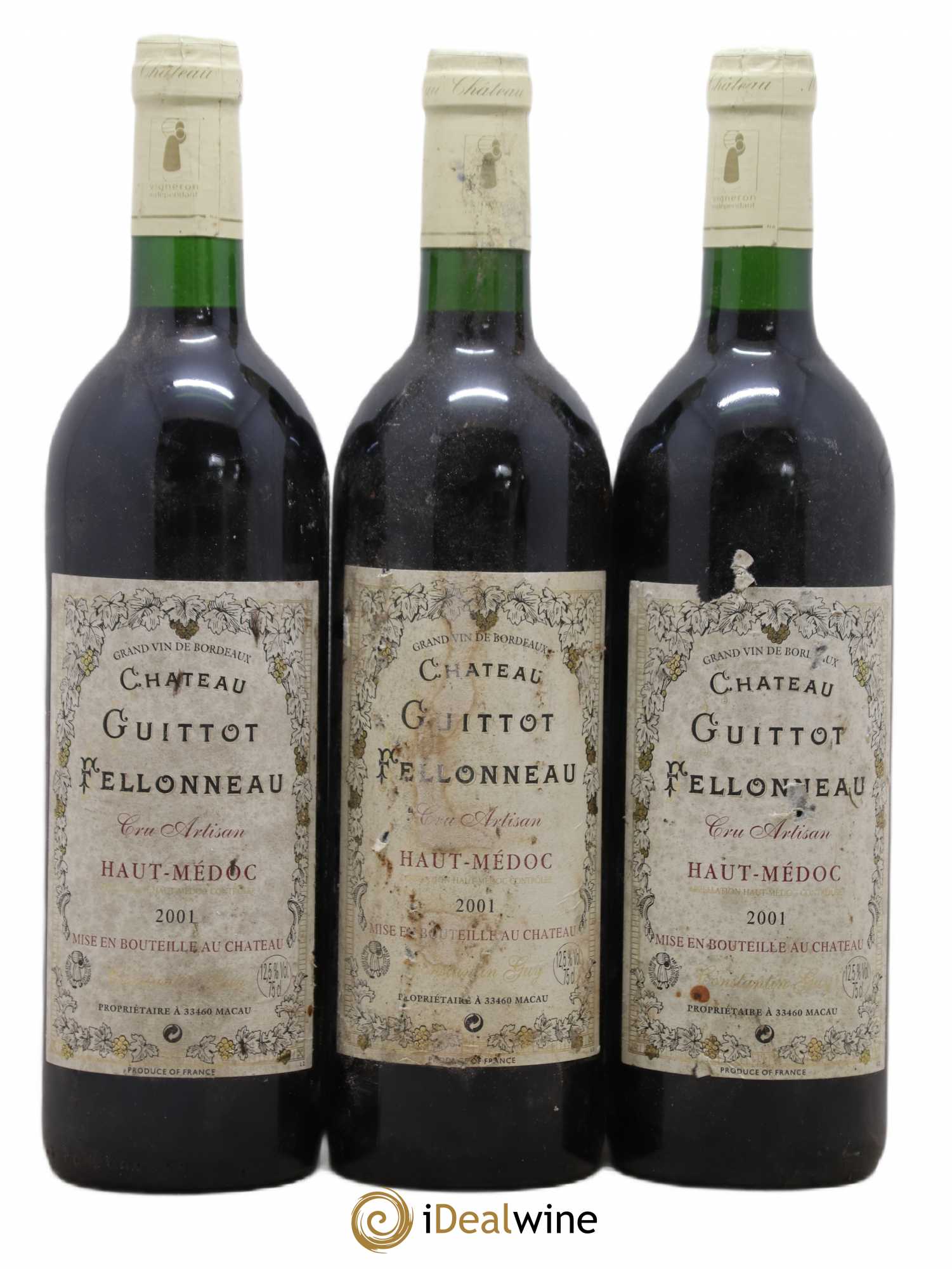 Haut Médoc Château Guittot Felloneau (sans prix de réserve) 2001 - Posten von 3 Flaschen - 0