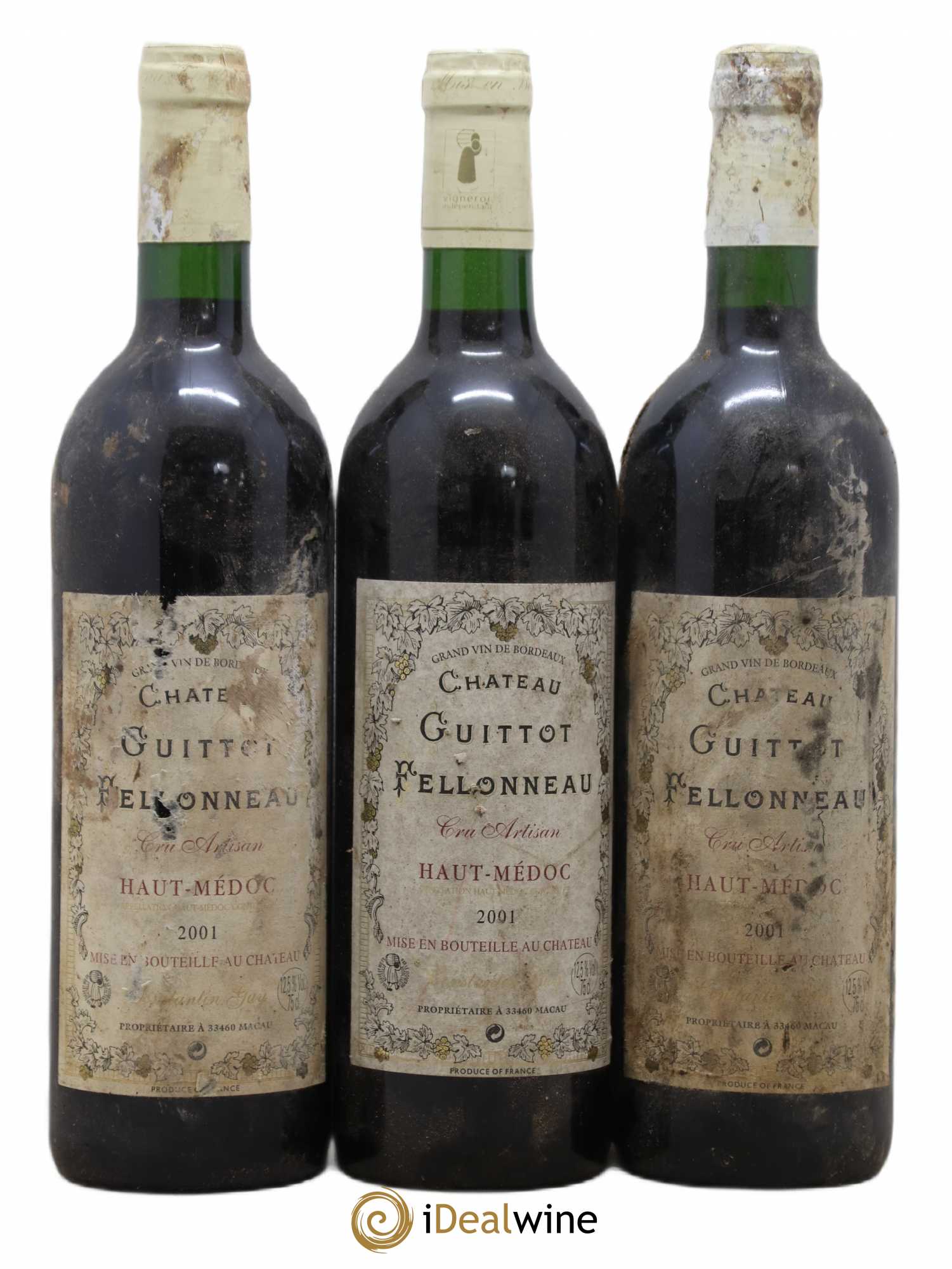 Haut Médoc Château Guittot Felloneau (sans prix de réserve) 2001 - Posten von 3 Flaschen - 0