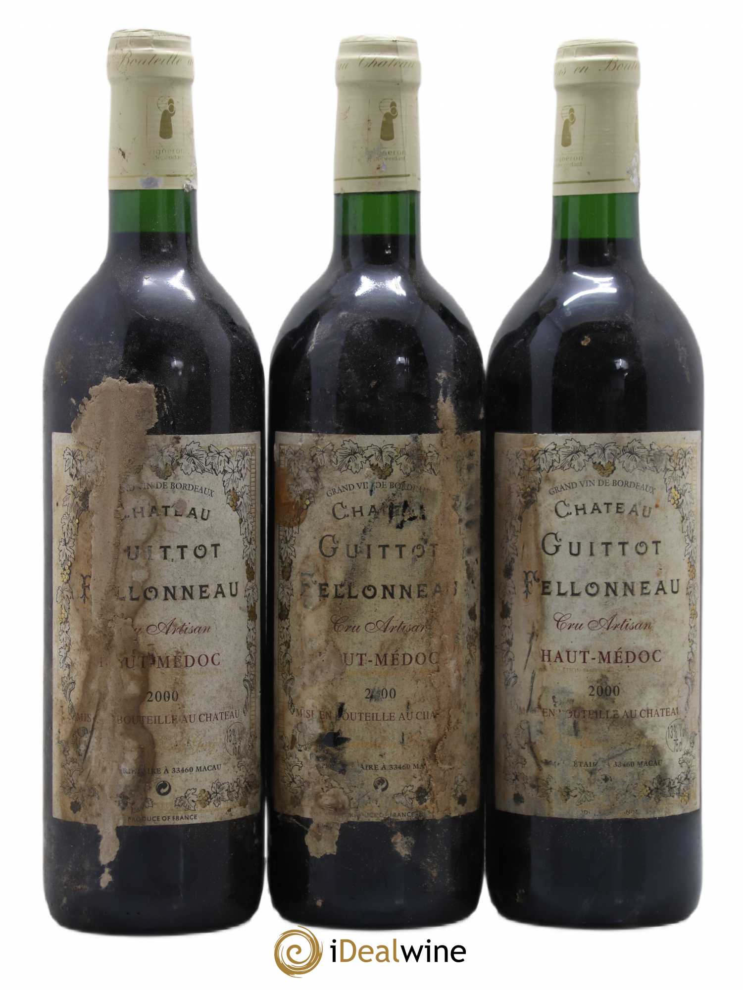 Haut Médoc Château Guittot Felloneau (sans prix de réserve) 2000 - Posten von 3 Flaschen - 0