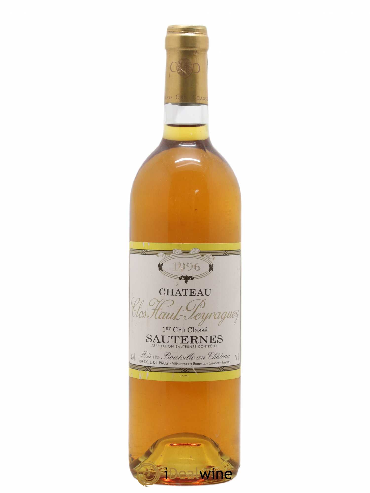Clos Haut-Peyraguey 1er Grand Cru Classé (senza prezzo di riserva) 1996 - Lotto di 1 bottiglia - 0