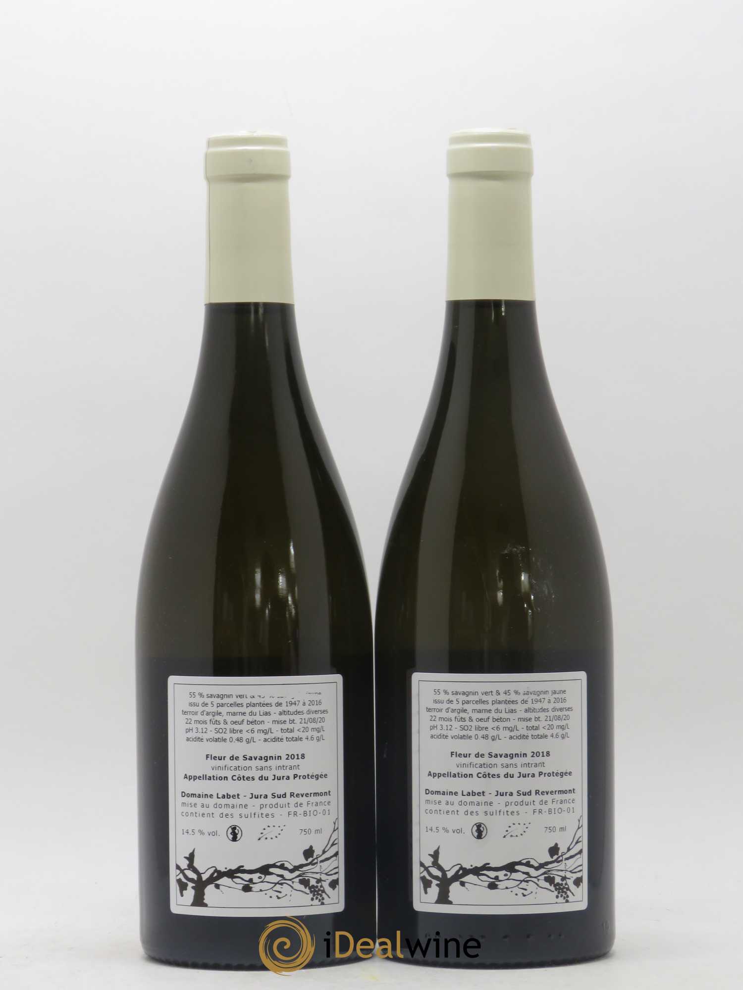 Côtes du Jura Fleur de Savagnin Romain - Julien  - Charline Labet  (sans prix de réserve) 2018 - Lot de 2 bouteilles - 1