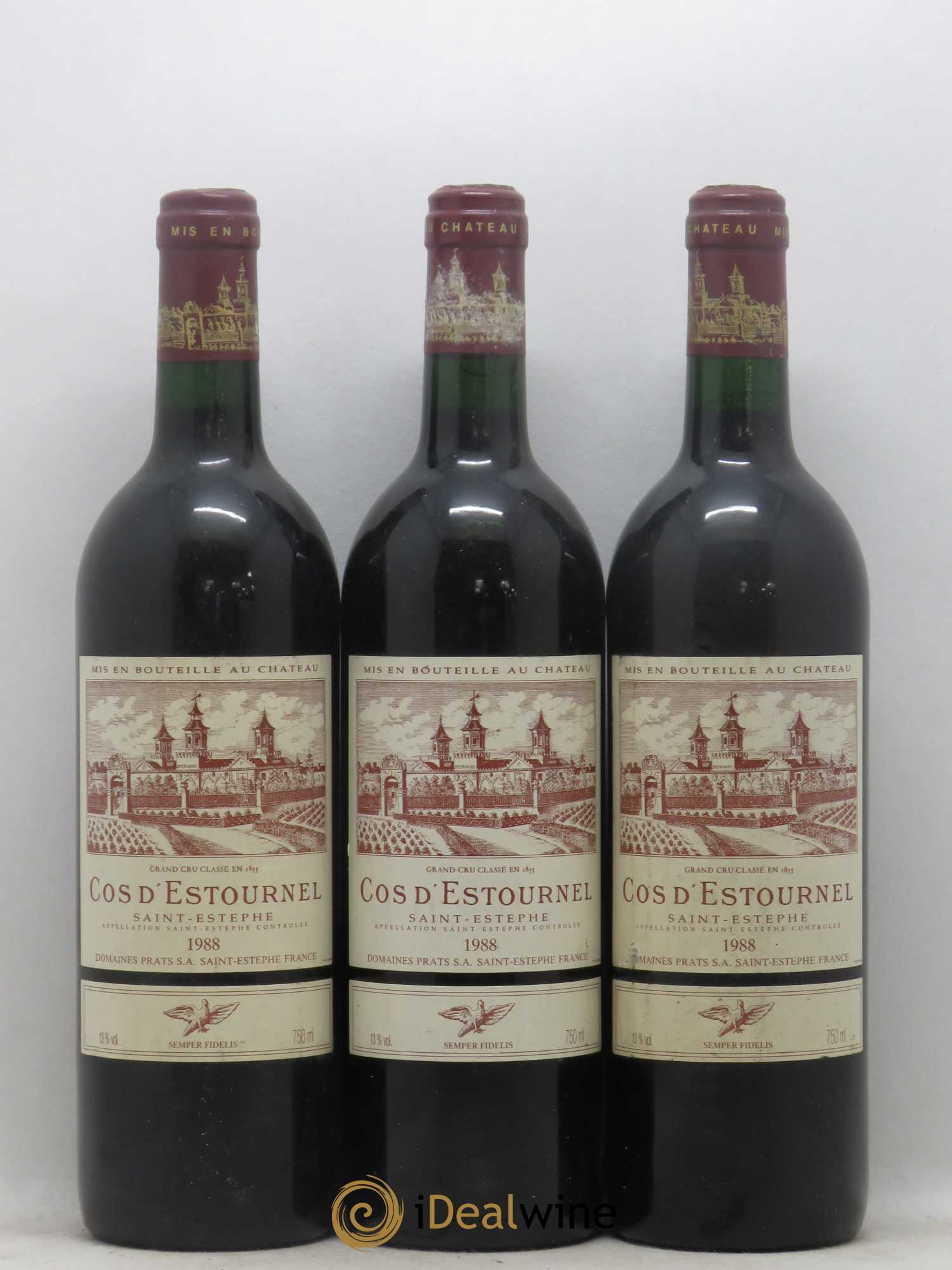 Cos d'Estournel 2ème Grand Cru Classé (sans prix de réserve) 1988 - Lot de 3 bouteilles - 0