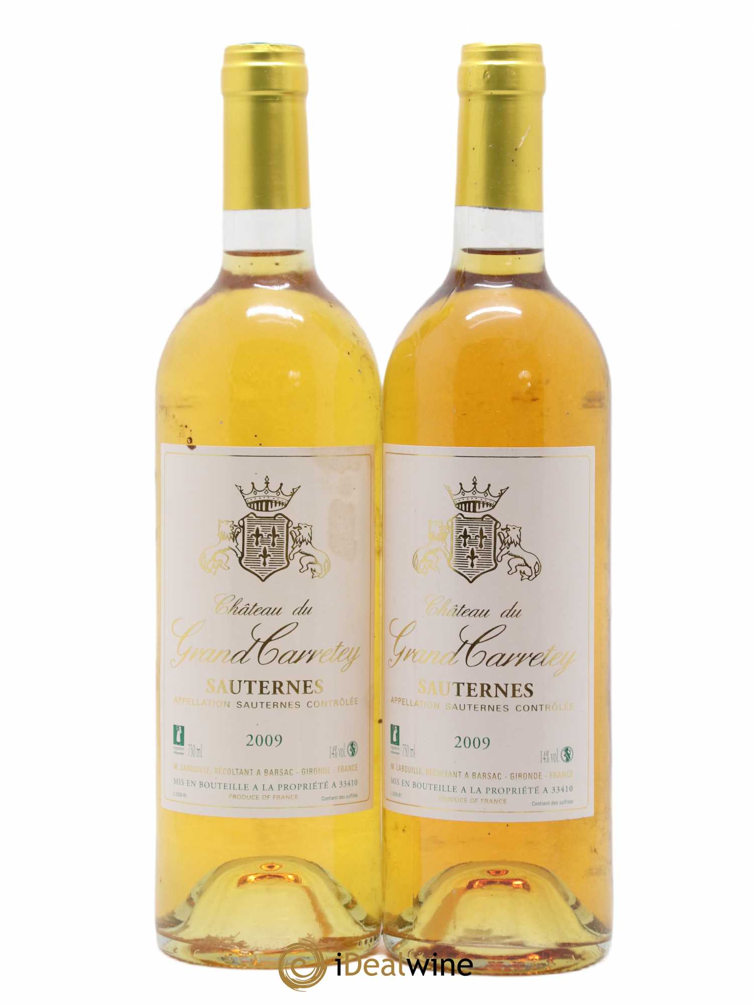 Sauternes Château Du Grand Carretey (sans prix de réserve) 2009 - Lotto di 2 bottiglie - 0