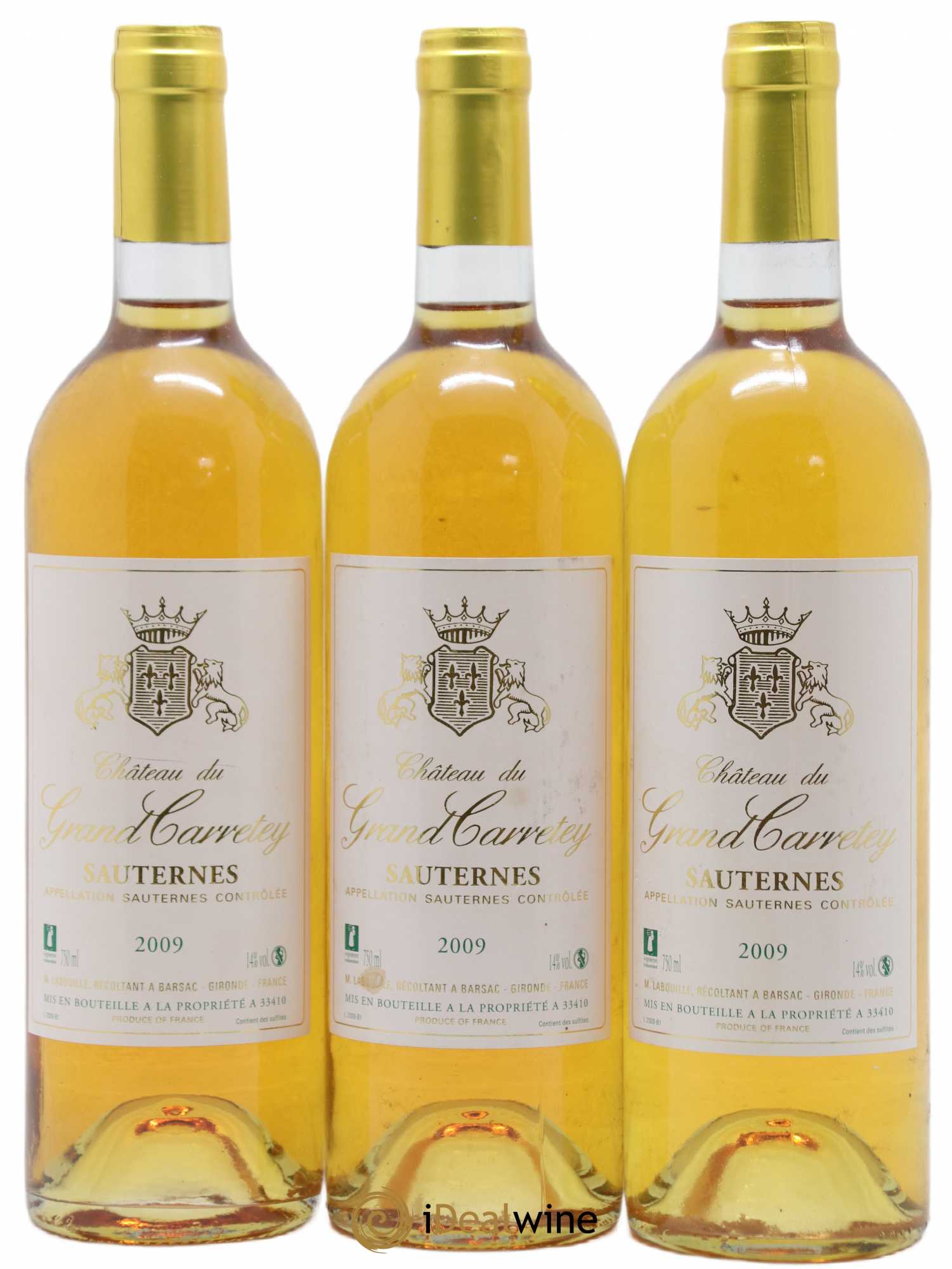 Sauternes Château Du Grand Carretey (sans prix de réserve) 2009 - Lotto di 3 bottiglie - 0