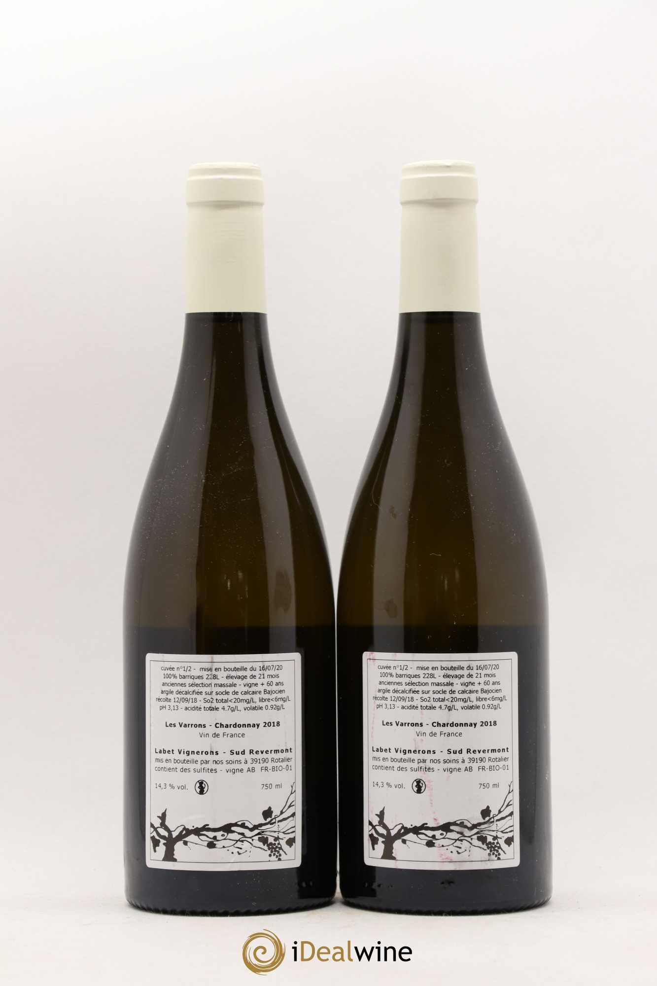 Vin de France Chardonnay Les Varrons Domaine Labet (sans prix de réserve) 2018 - Posten von 2 Flaschen - 1
