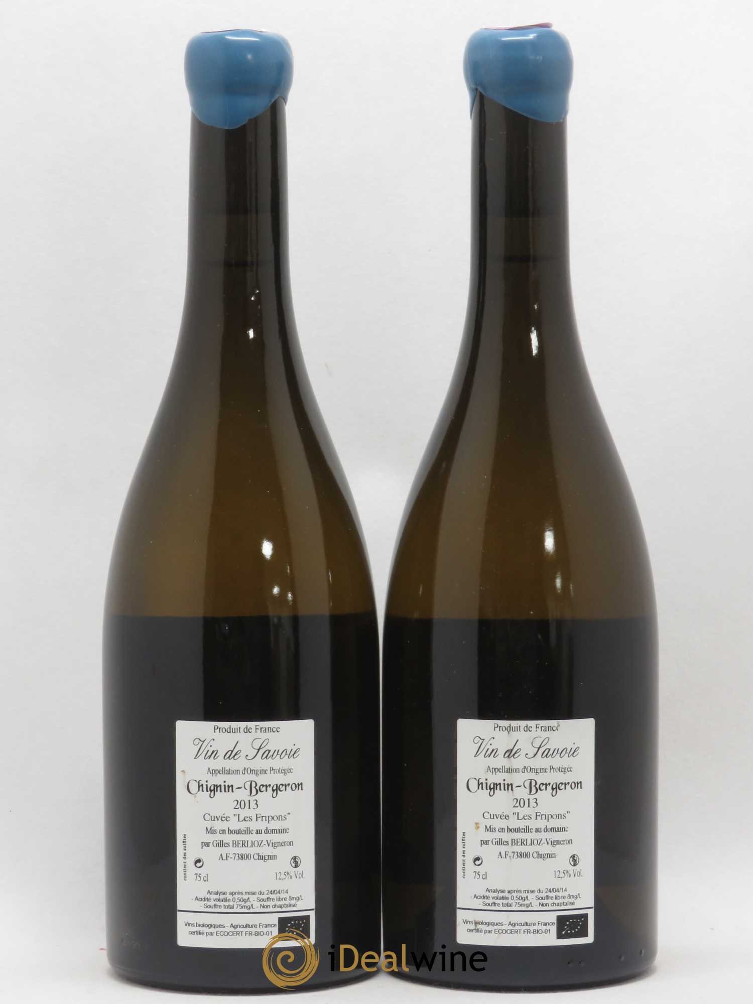 Vin de Savoie Chignin-Bergeron Les Fripons Gilles Berlioz (sans prix de réserve) 2013 - Lot de 2 bouteilles - 1