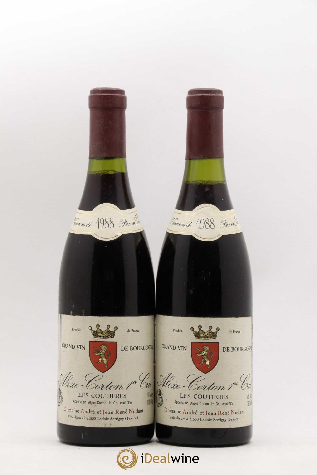 Aloxe-Corton 1er Cru Les Coutières Domaine André et Jean-René Nudant (sans prix de réserve) 1988 - Posten von 2 Flaschen - 0