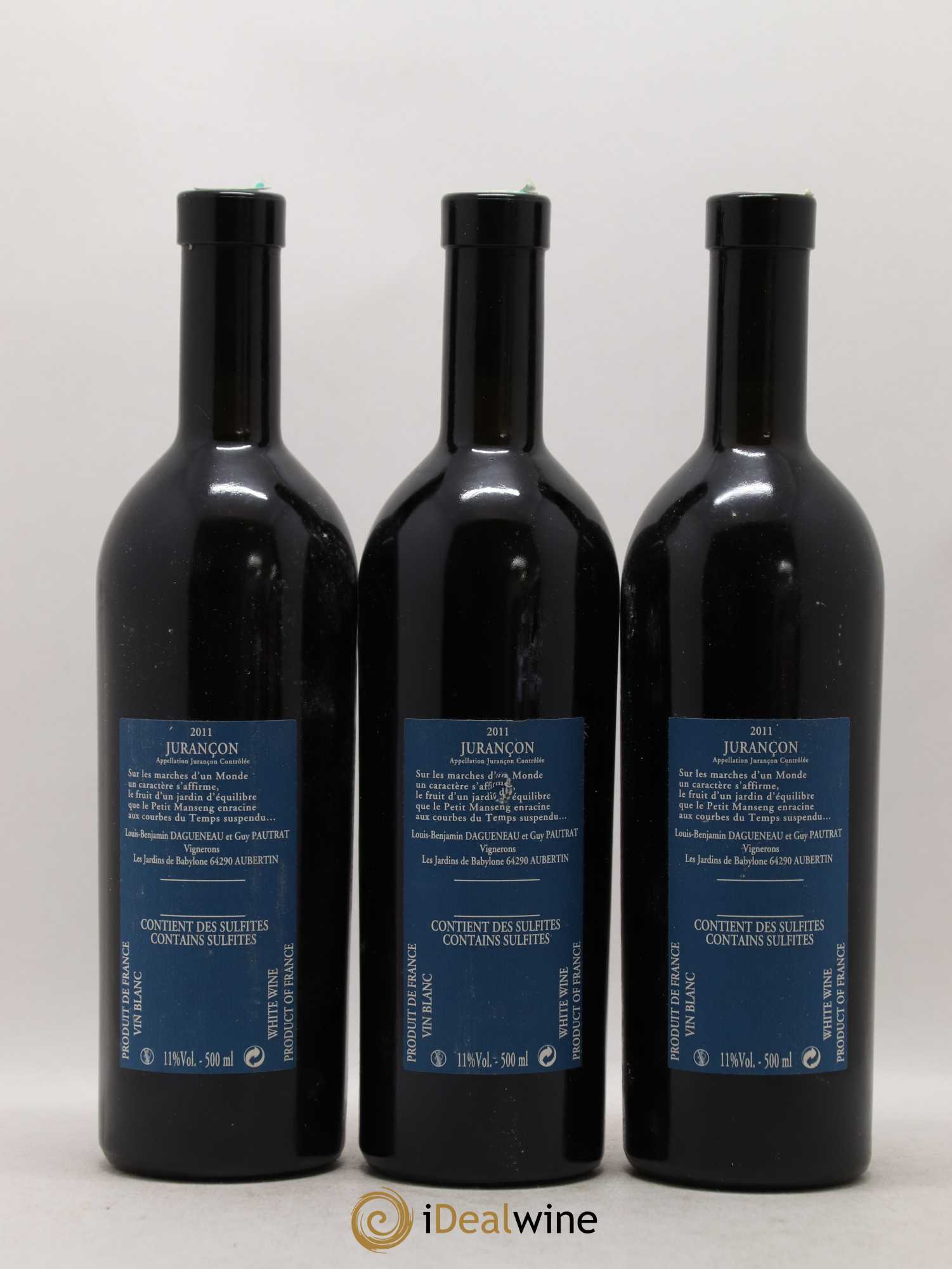 Vin de France (anciennement Jurançon) Jardins de Babylone Didier Dagueneau 50cl (senza prezzo di riserva) 2011 - Lotto di 3 bottiglie - 1