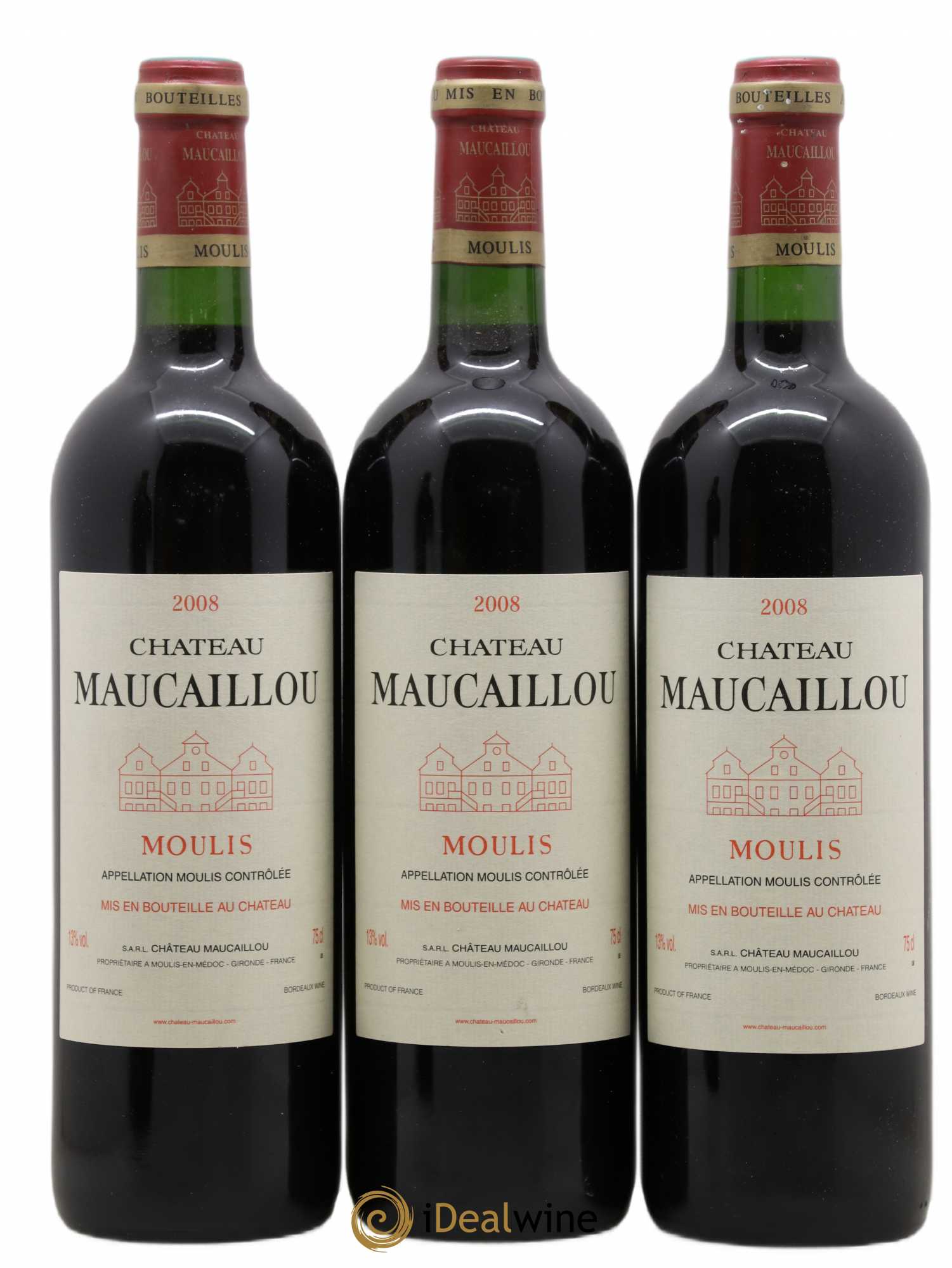 Château Maucaillou (sans prix de réserve) 2008 - Lot de 3 bouteilles - 0