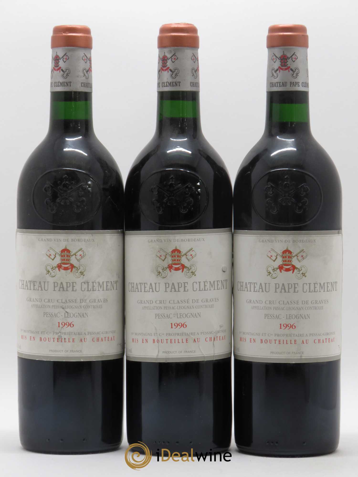 Château Pape Clément Cru Classé de Graves 1996 - Lot de 3 bouteilles - 0