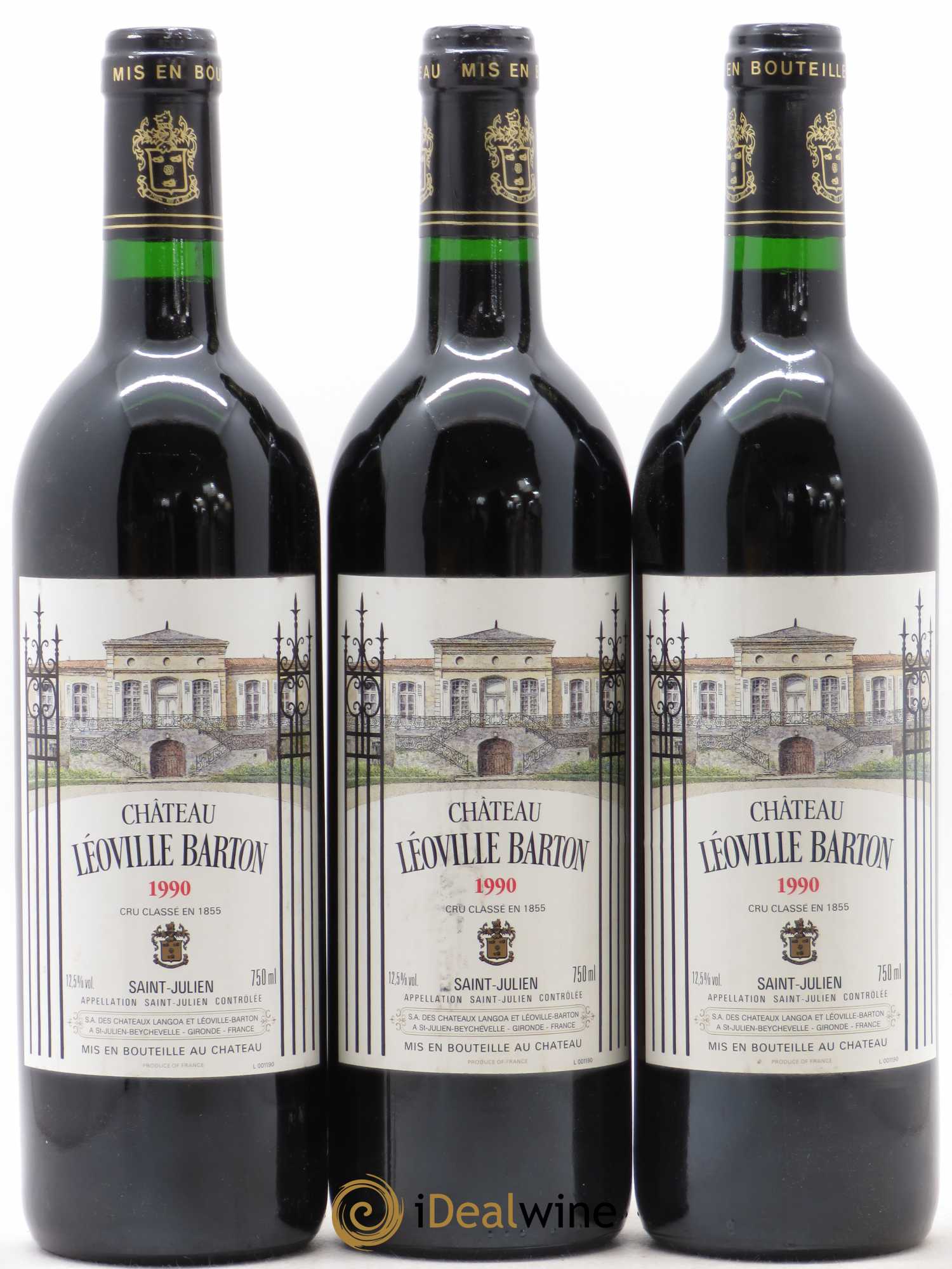 Château Léoville Barton 2ème Grand Cru Classé 1990 - Lot de 3 bouteilles - 0