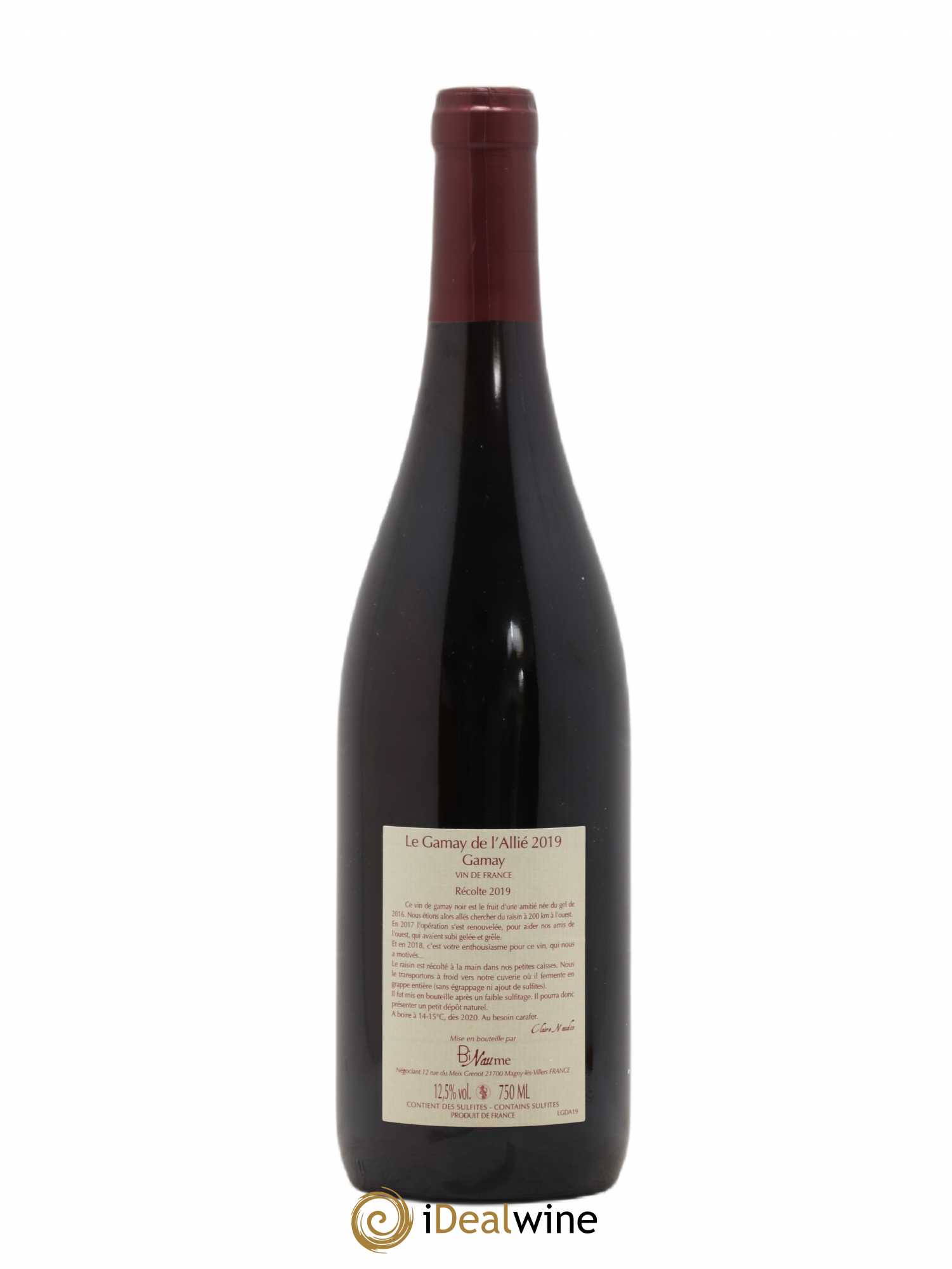 Vin de France Le Gamay de l'Allié Domaine Binaume Bizot-Naudin (sans prix de réserve) 2019 - Posten von 1 Flasche - 1