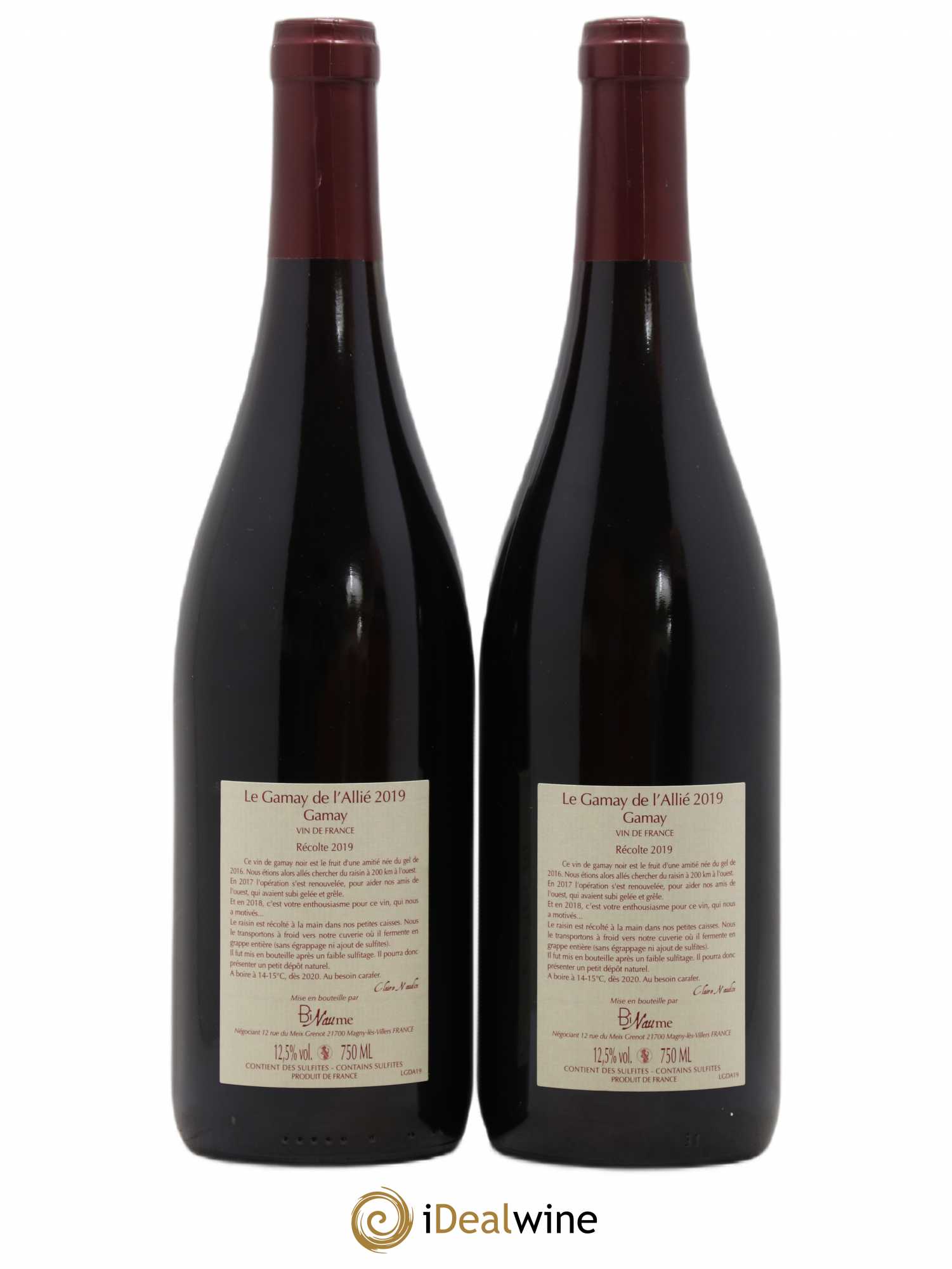 Vin de France Le Gamay de l'Allié Domaine Binaume Bizot-Naudin (sans prix de réserve) 2019 - Posten von 2 Flaschen - 1