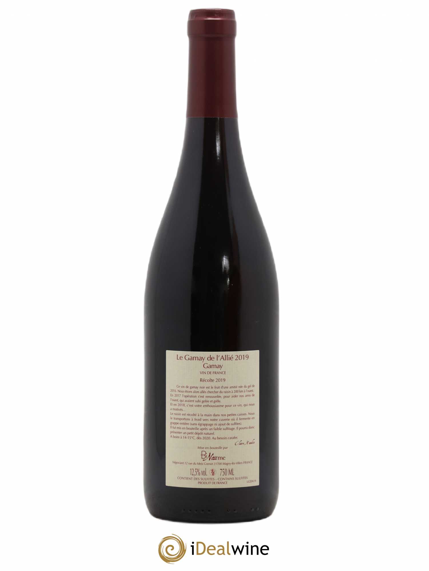 Vin de France Le Gamay de l'Allié Domaine Binaume Bizot-Naudin (sans prix de réserve) 2019 - Posten von 1 Flasche - 1