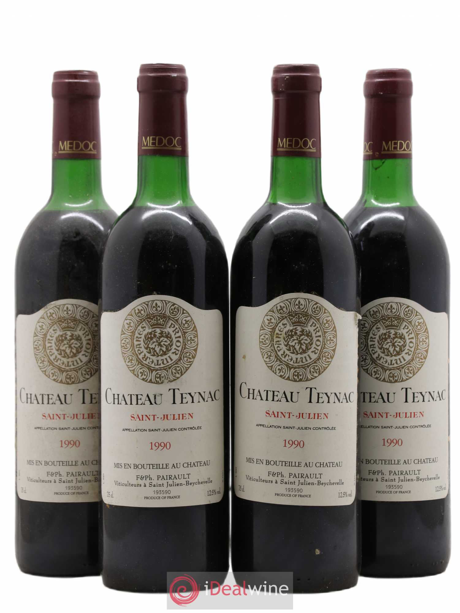 Château Teynac (sans prix de réserve) 1990 - Lot de 4 bouteilles - 0