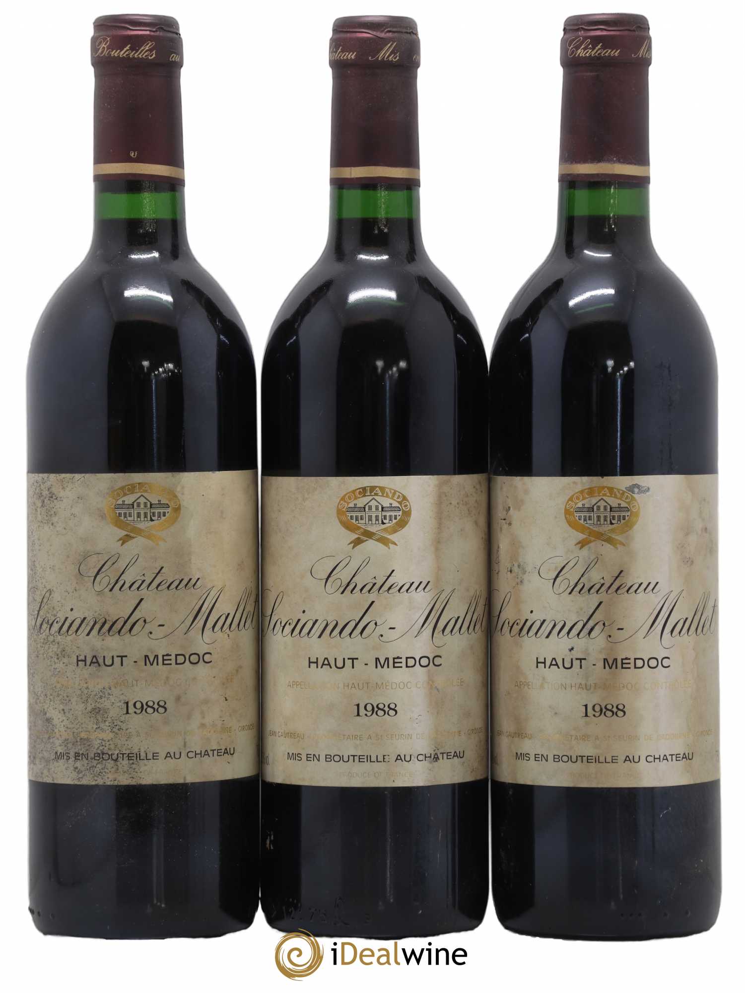 Château Sociando Mallet (sans prix de réserve) 1988 - Lot de 3 bouteilles - 0