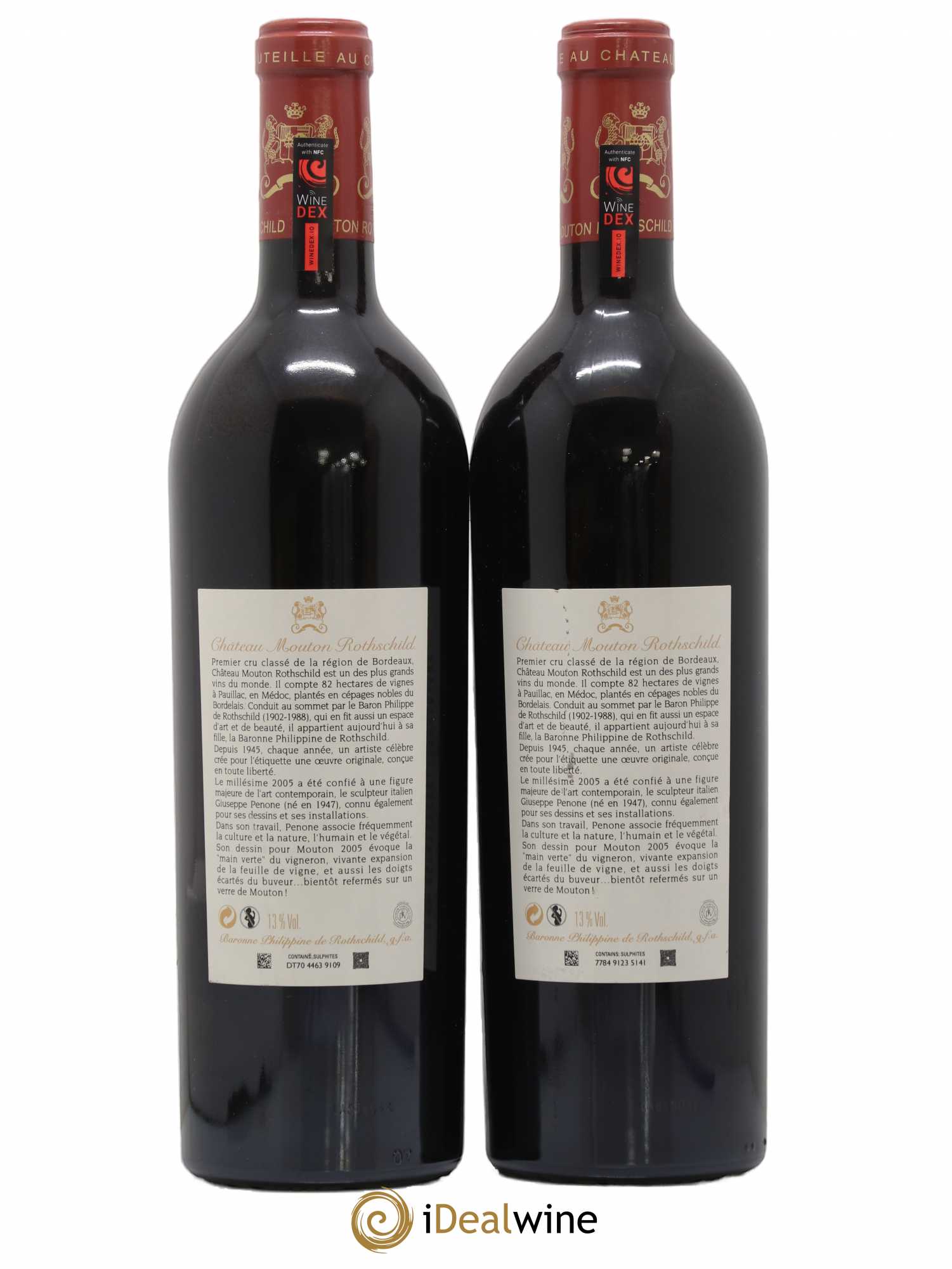 Château Mouton Rothschild 1er Grand Cru Classé 2005 - Lot de 2 bouteilles - 1