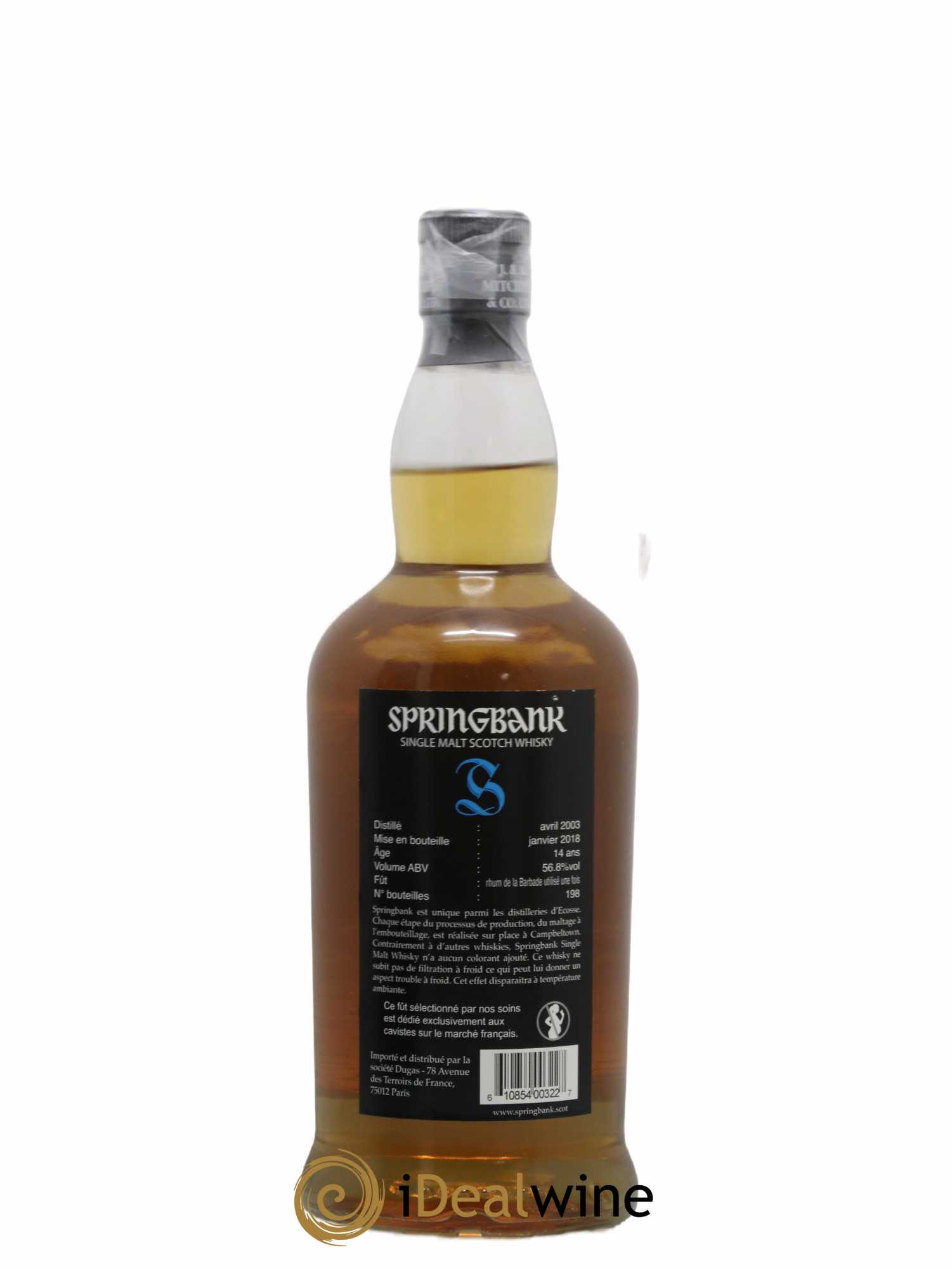 Springbank 14 years 2003 Of. Barbade Rhum Cask - One of 198 - bottled 2018 Dugas - Lot de 1 bouteille - 1