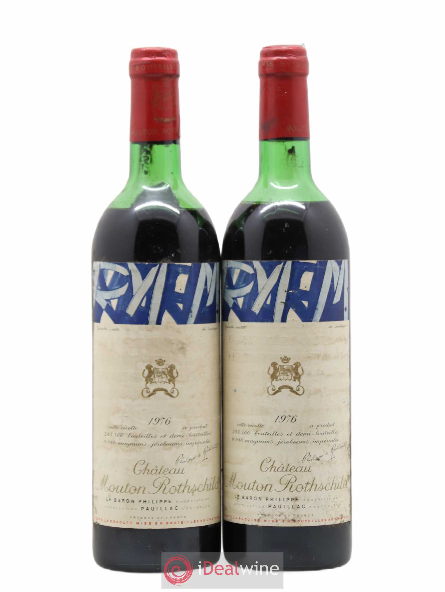Château Mouton Rothschild 1er Grand Cru Classé 1976 - Lot de 2 bouteilles - 0