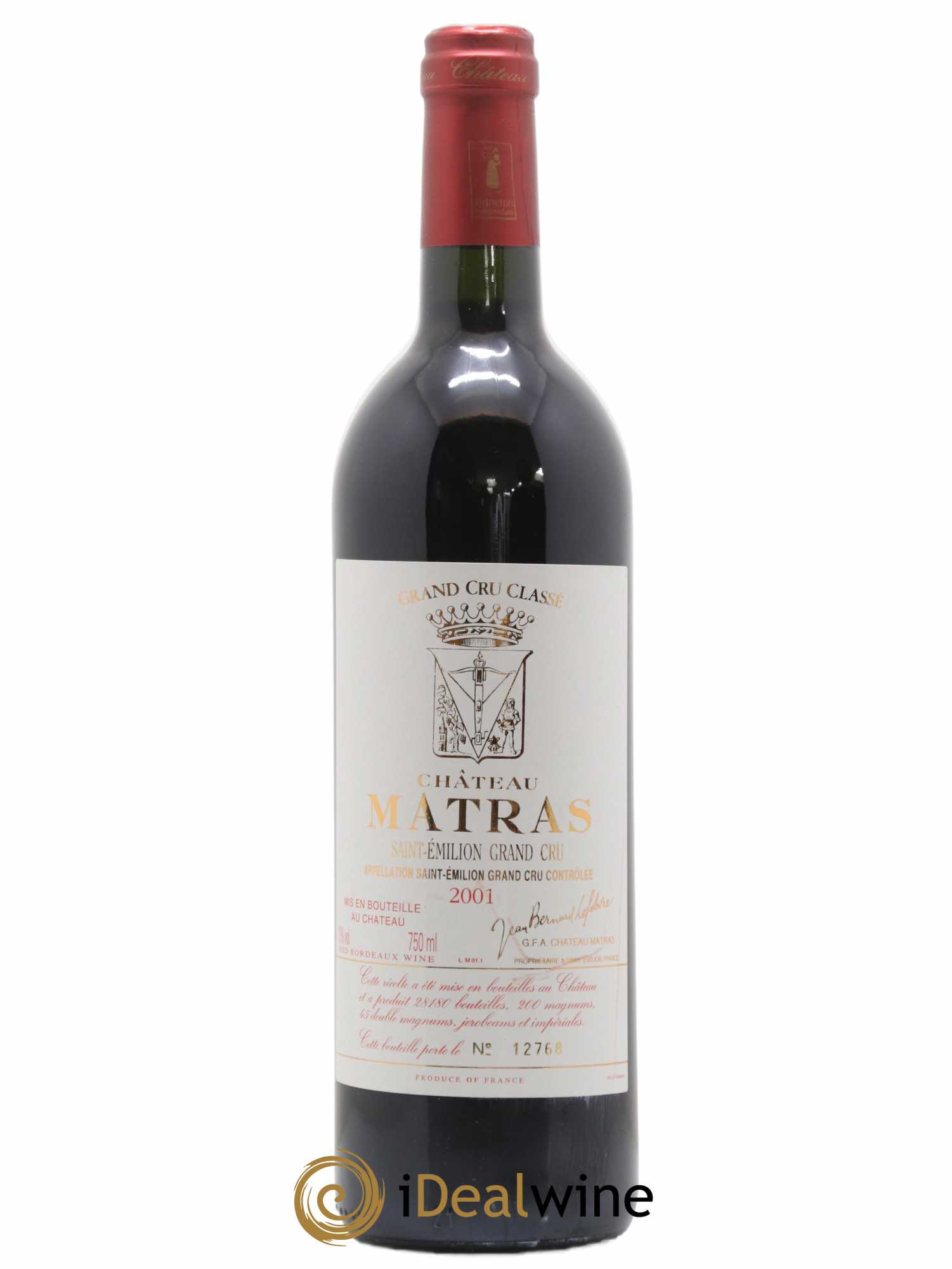 Château Matras 2001 - Lot de 1 bouteille - 0