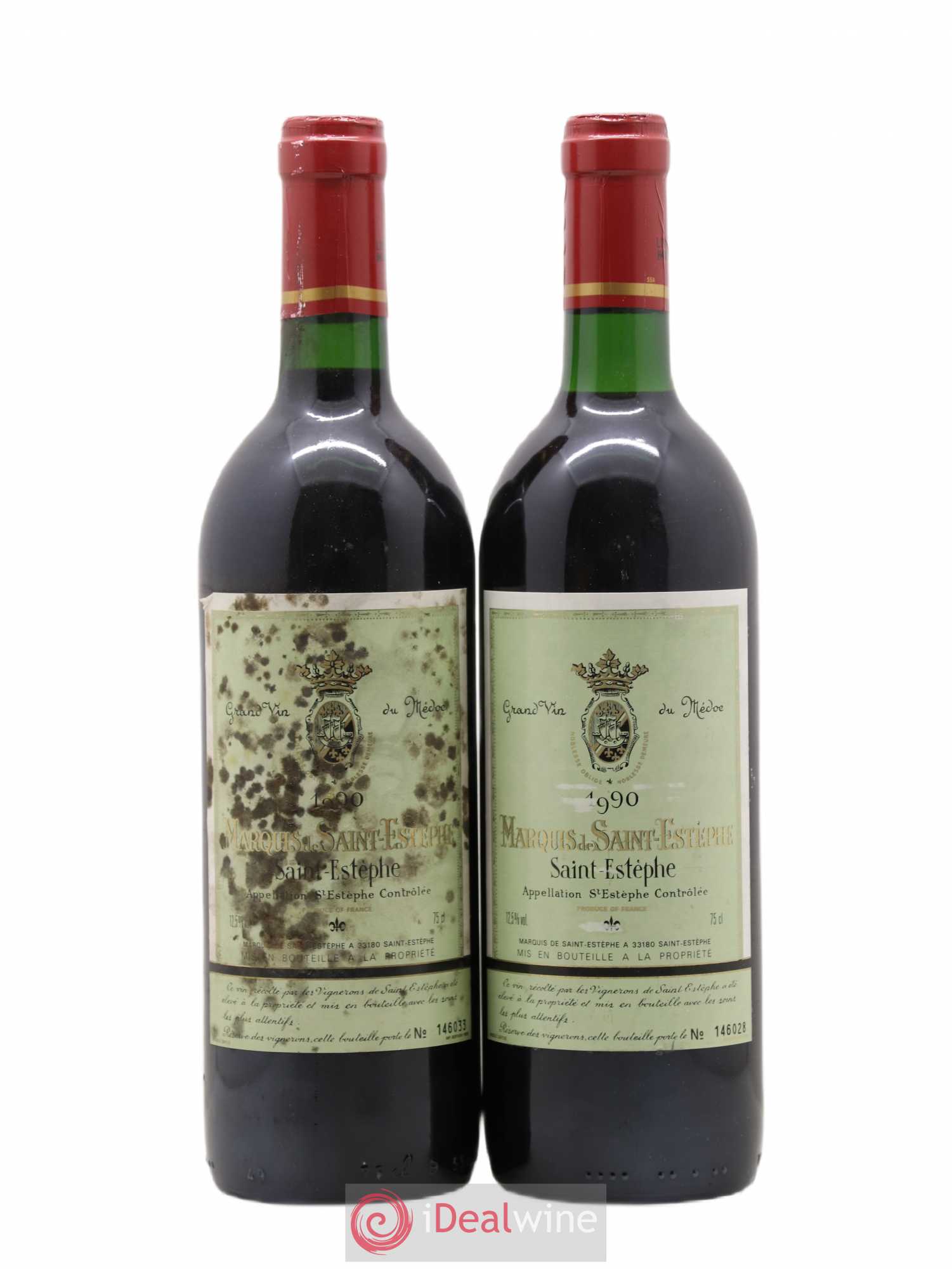 Marquis de Saint Estèphe (sans prix de réserve) 1990 - Lot de 2 bouteilles - 0