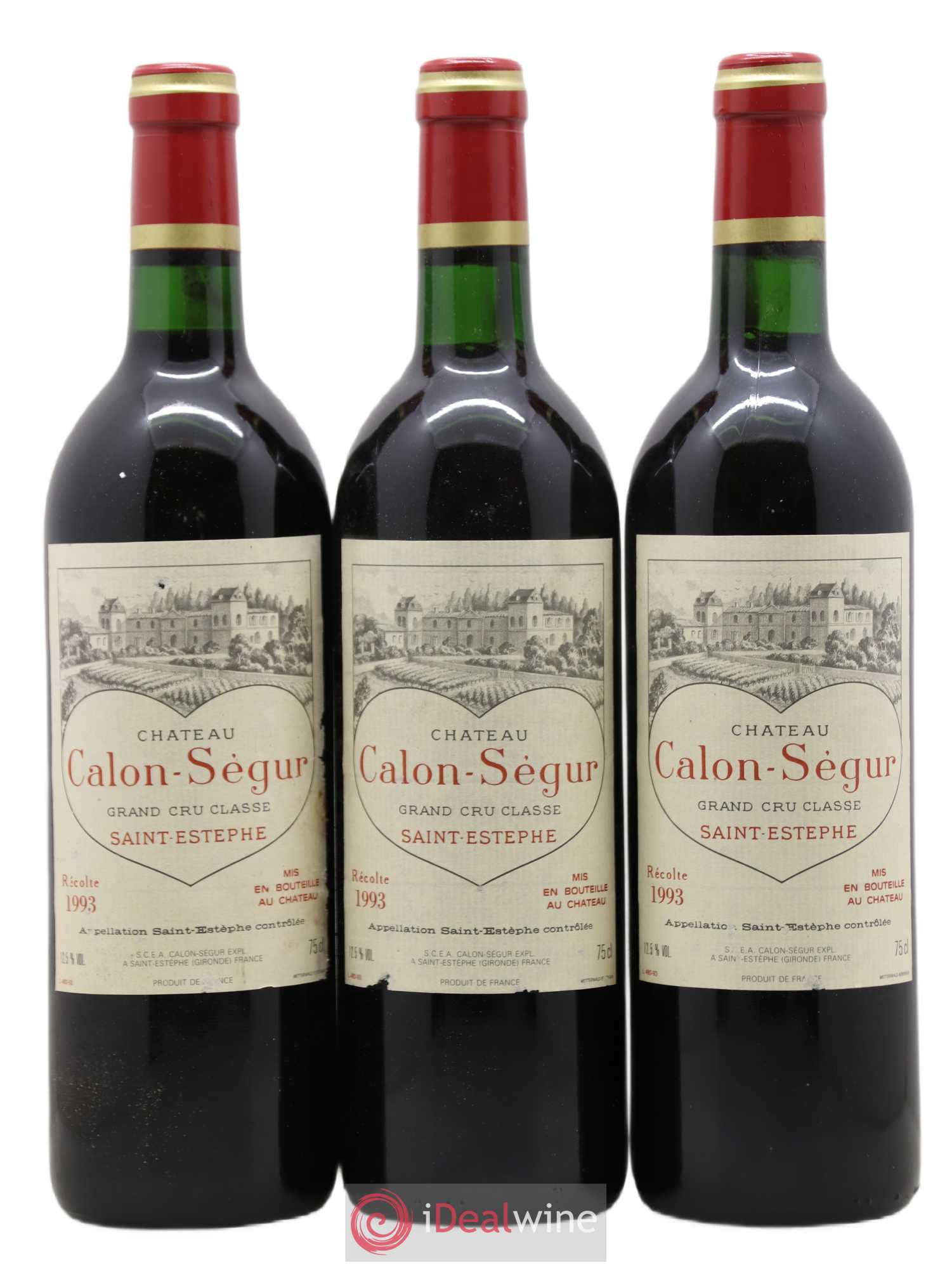 Château Calon Ségur 3ème Grand Cru Classé 1993 - Lot de 3 bouteilles - 0