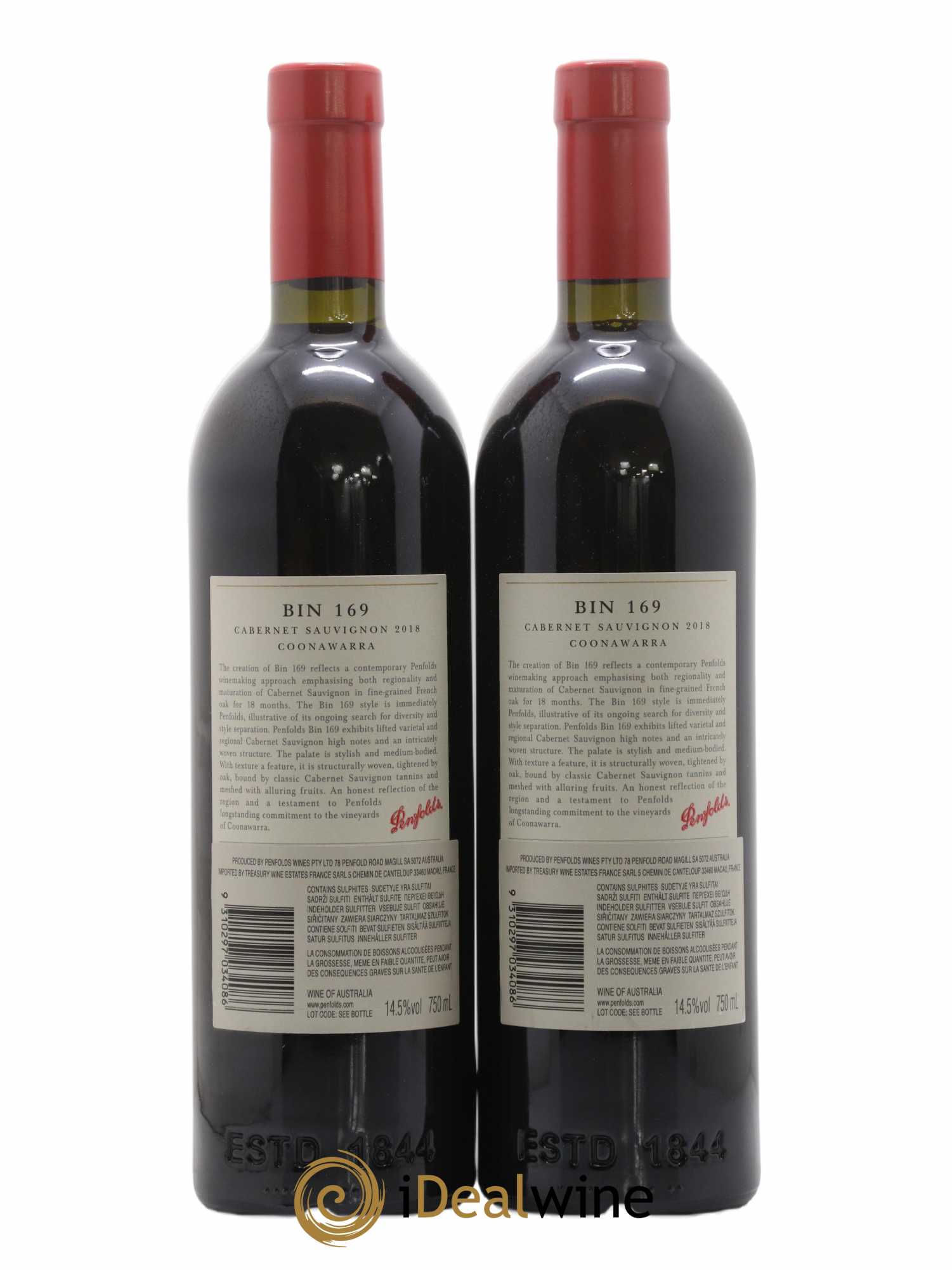 Coonawarra Penfolds Wines Bin 169 Cabernet sauvignon 2018 - Posten von 2 Flaschen - 1
