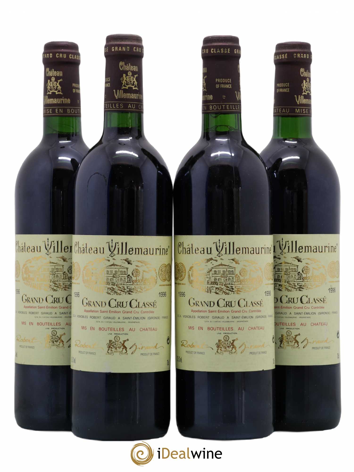 Château Villemaurine Grand Cru Classé 1996 - Lot de 4 bouteilles - 0