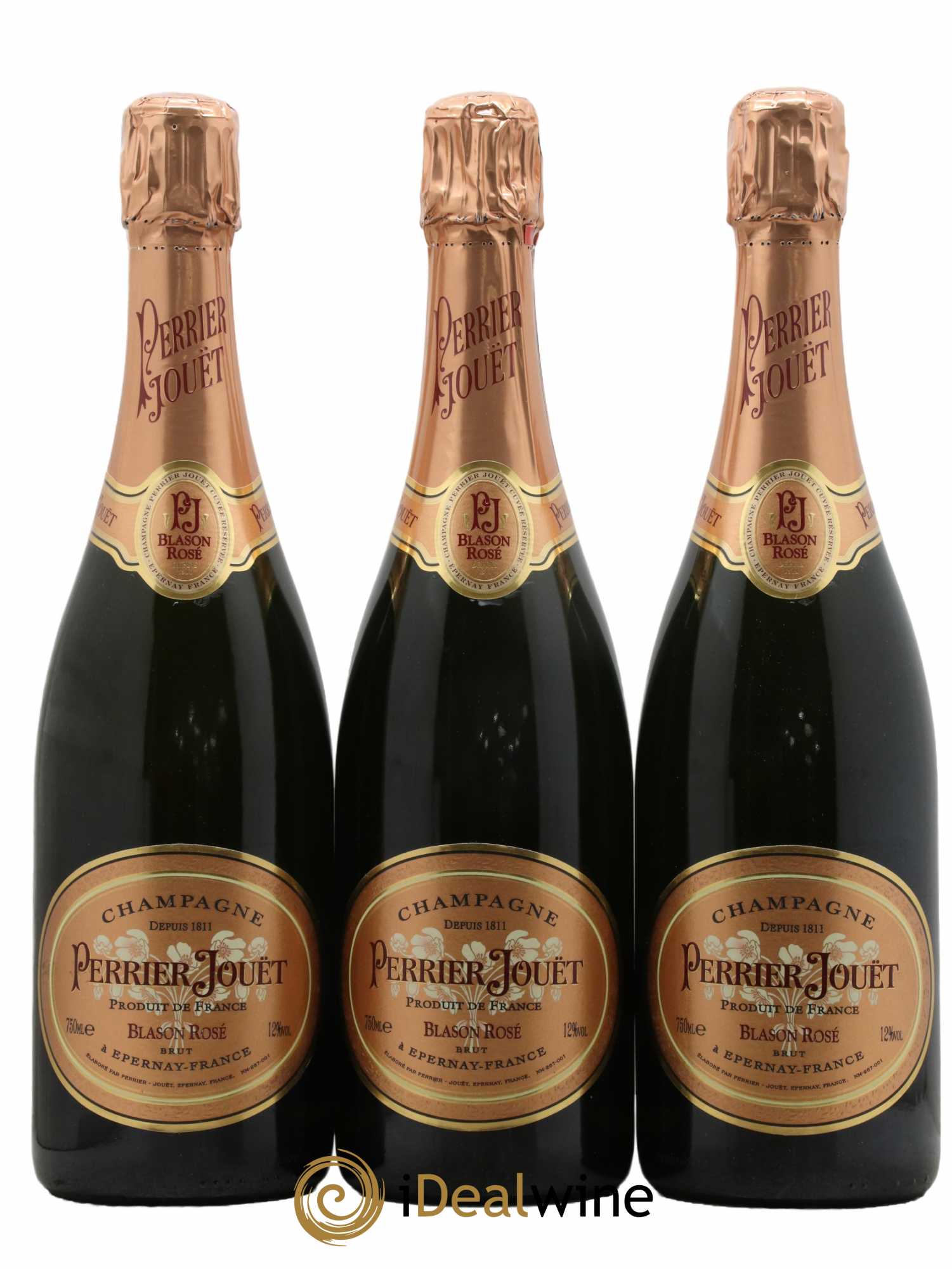 Champagne - Blason Rosé de Perrier Jouët - Lot de 3 bouteilles - 0