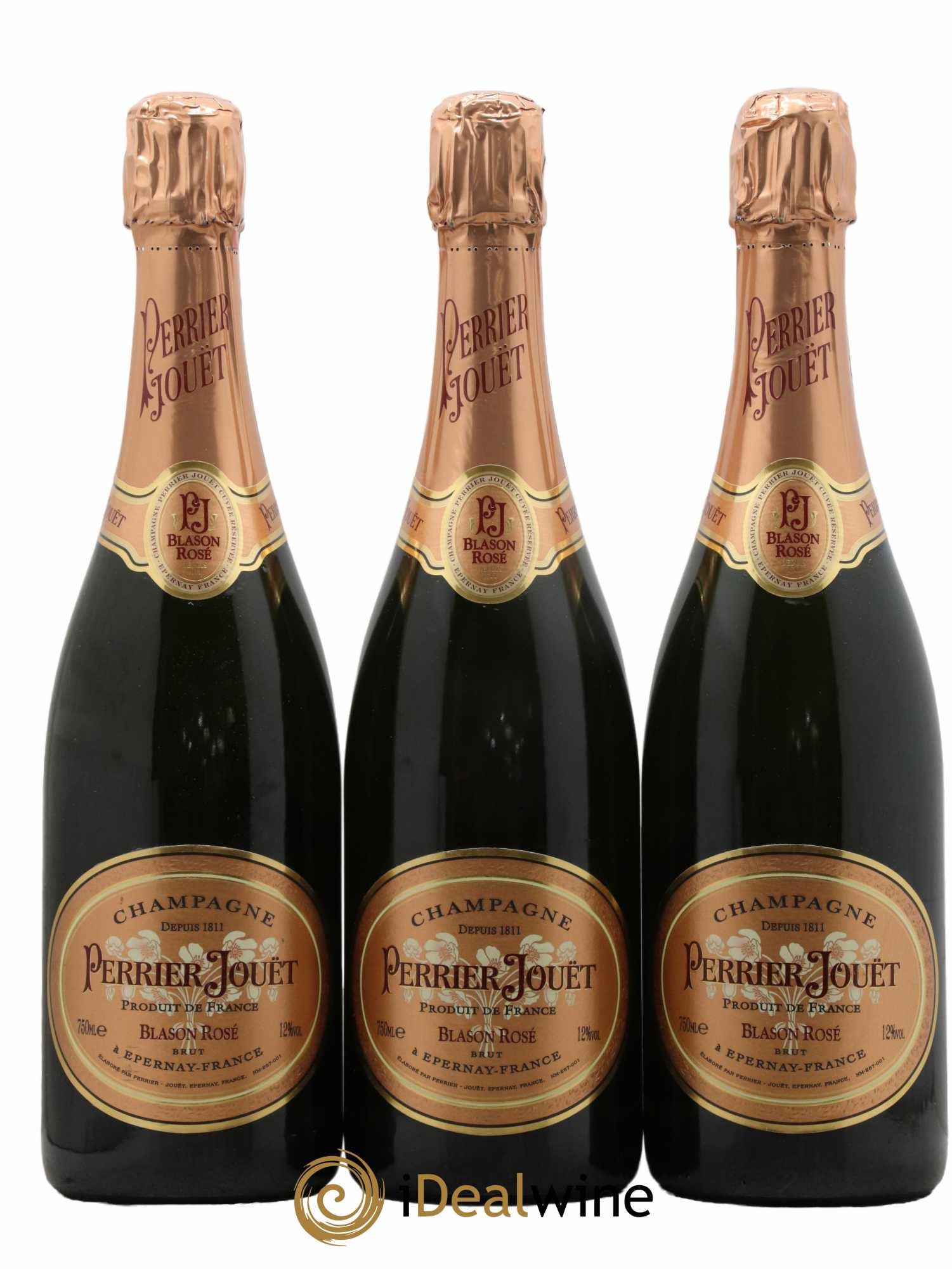 Champagne - Blason Rosé de Perrier Jouët - Lot de 3 bouteilles - 0
