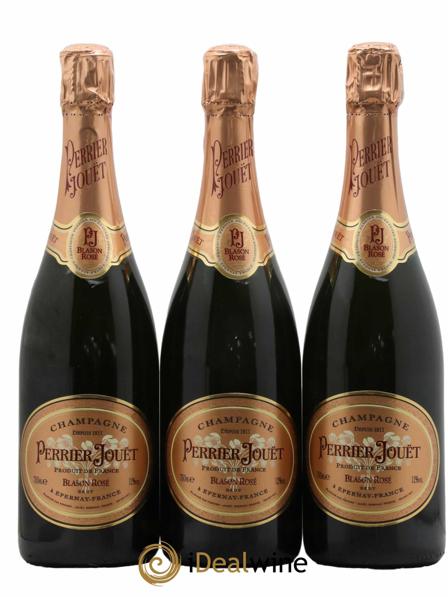 Champagne - Blason Rosé de Perrier Jouët - Lot de 3 bouteilles - 0