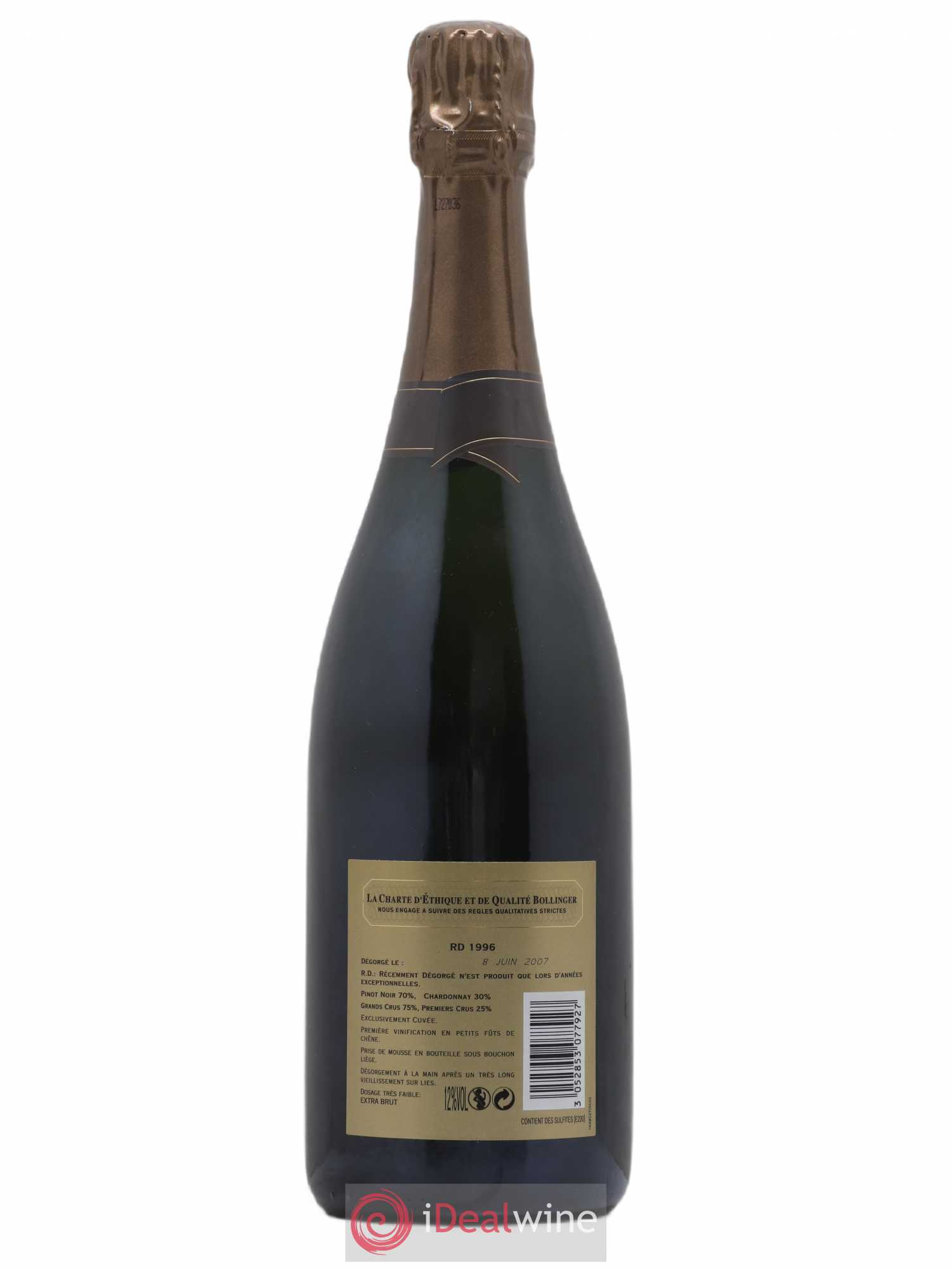 R.D. Extra-Brut Bollinger Extra Brut 1996 - Lot de 1 bouteille - 1