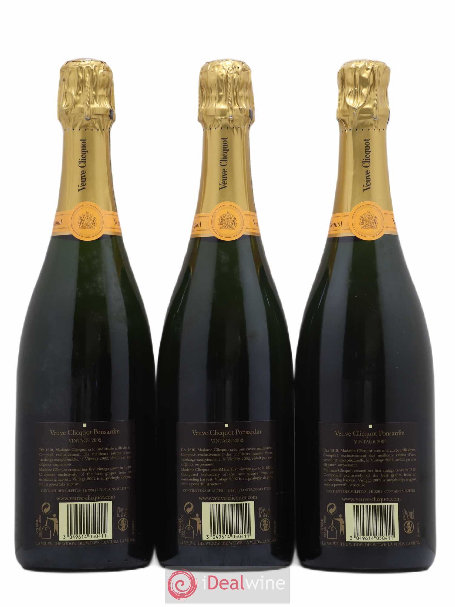 Brut Millésimé Veuve Clicquot 2002 - Lot de 3 bouteilles - 1