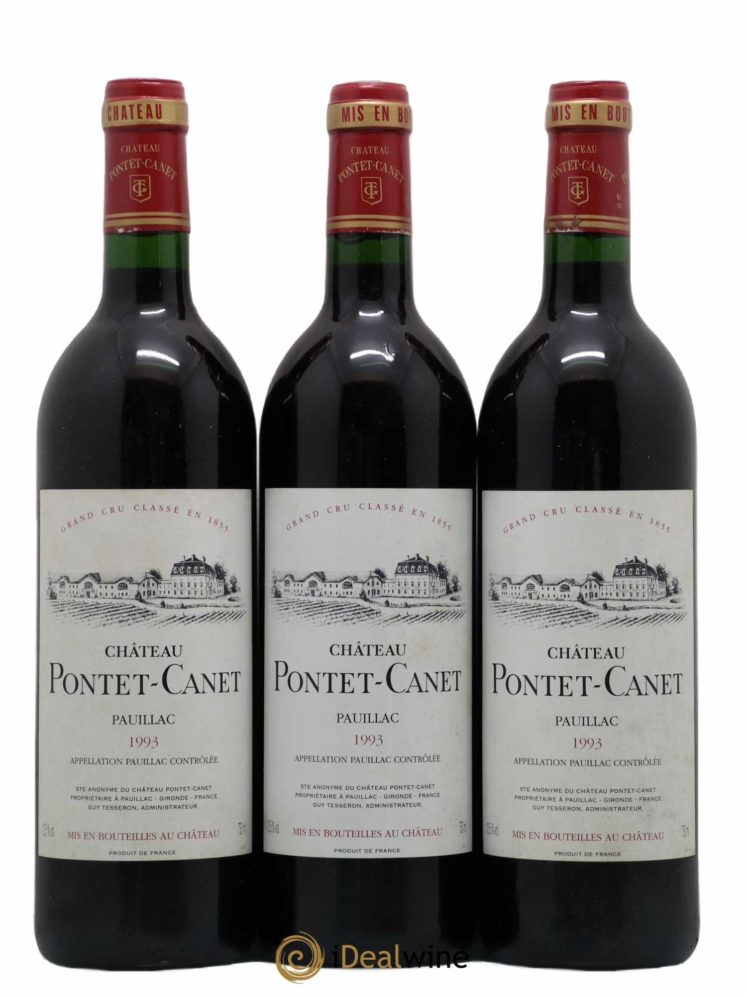 Château Pontet Canet 5ème Grand Cru Classé 1993 - Lot de 3 bouteilles - 0