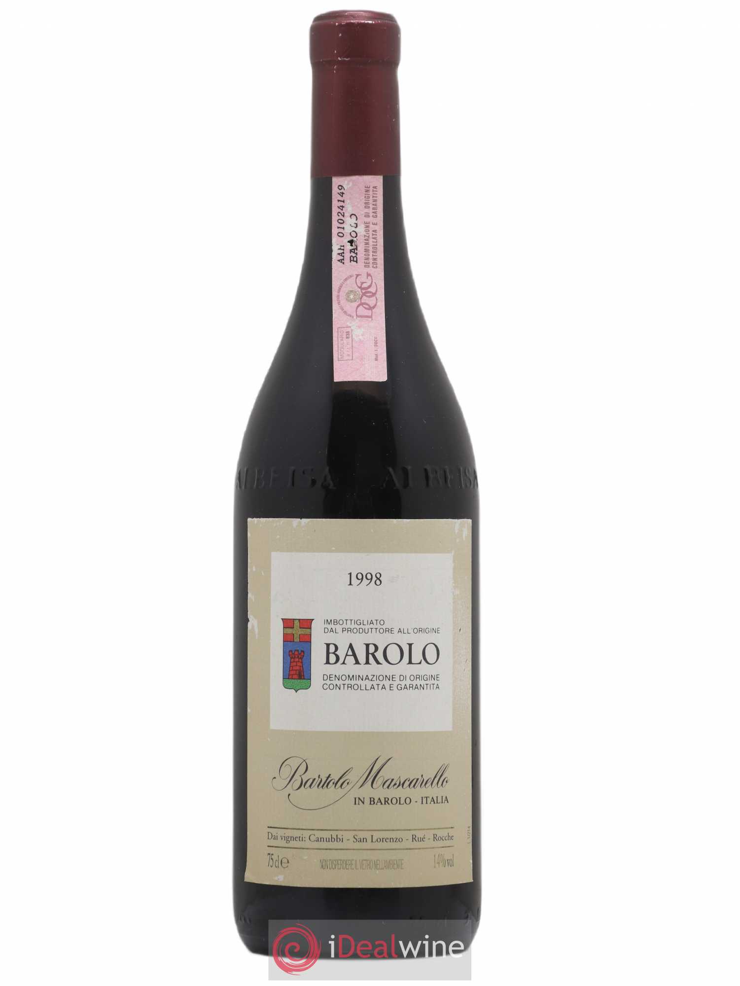 Barolo DOCG Bartolo Mascarello 1998 - Lot de 1 bouteille - 0