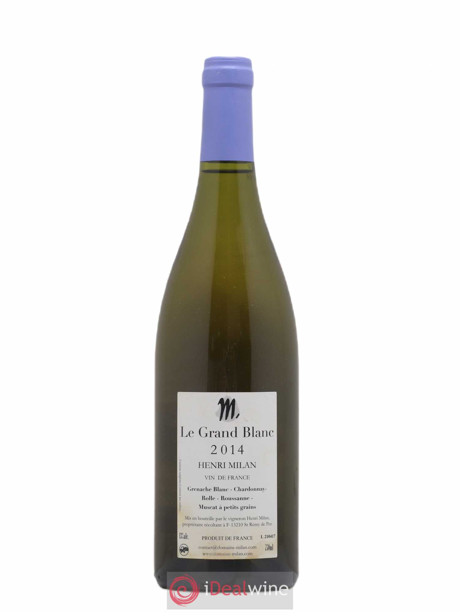 Vin de France Le Grand Blanc Henri Milan 2014 - Lot de 1 bouteille - 1