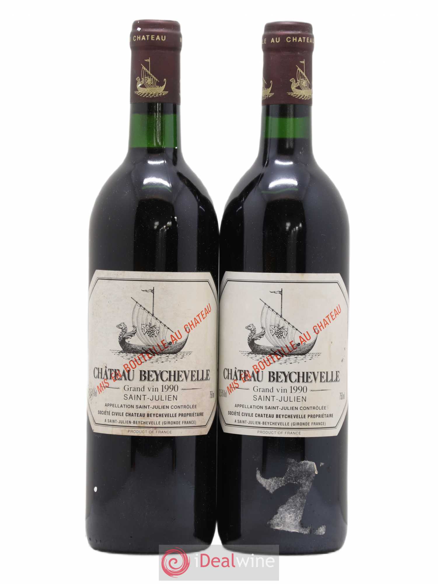 Château Beychevelle 4ème Grand Cru Classé 1990 - Lot de 2 bouteilles - 0