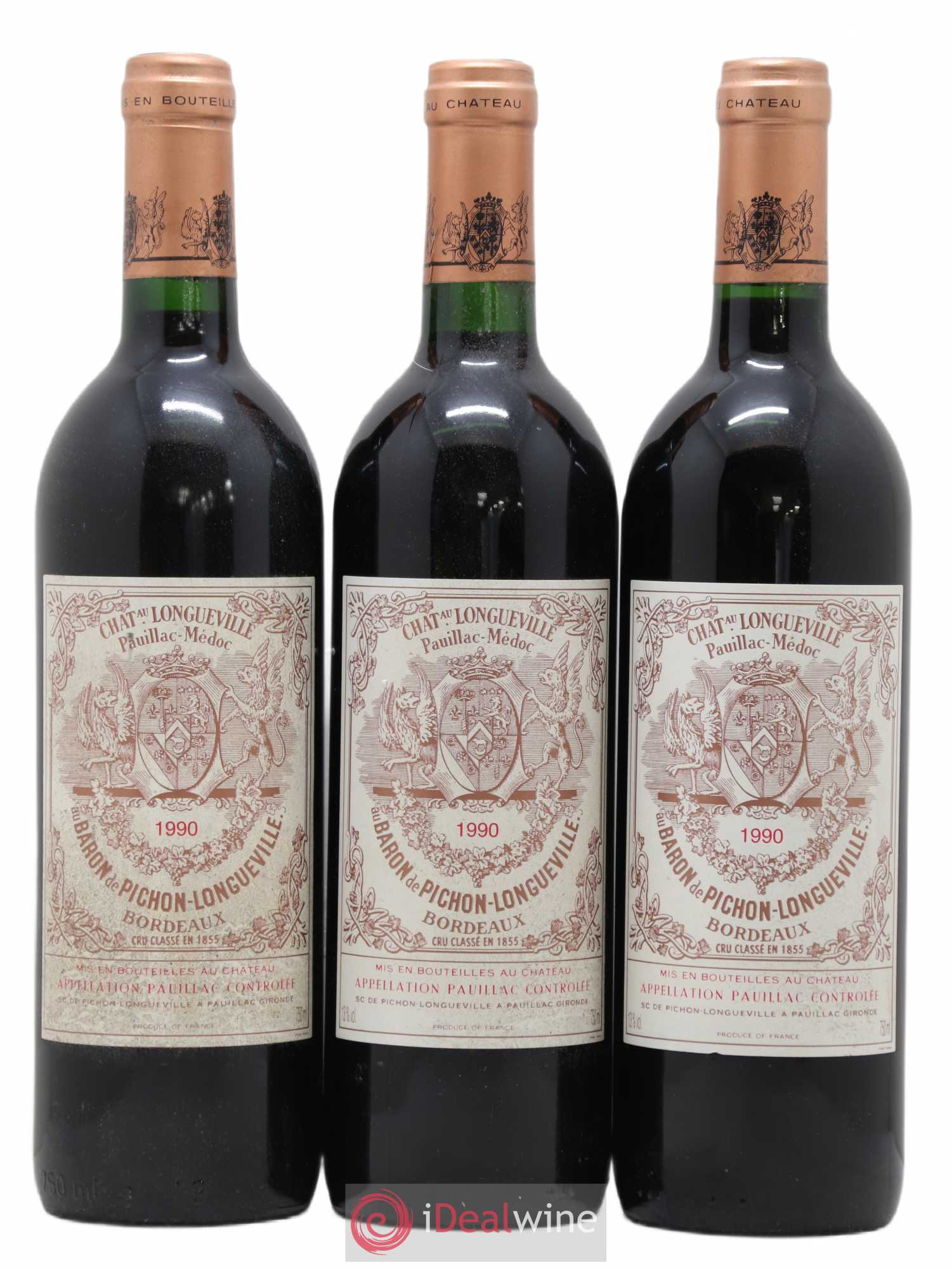 Pichon Longueville Baron 2ème Grand Cru Classé 1990 - Lot de 3 bouteilles - 0