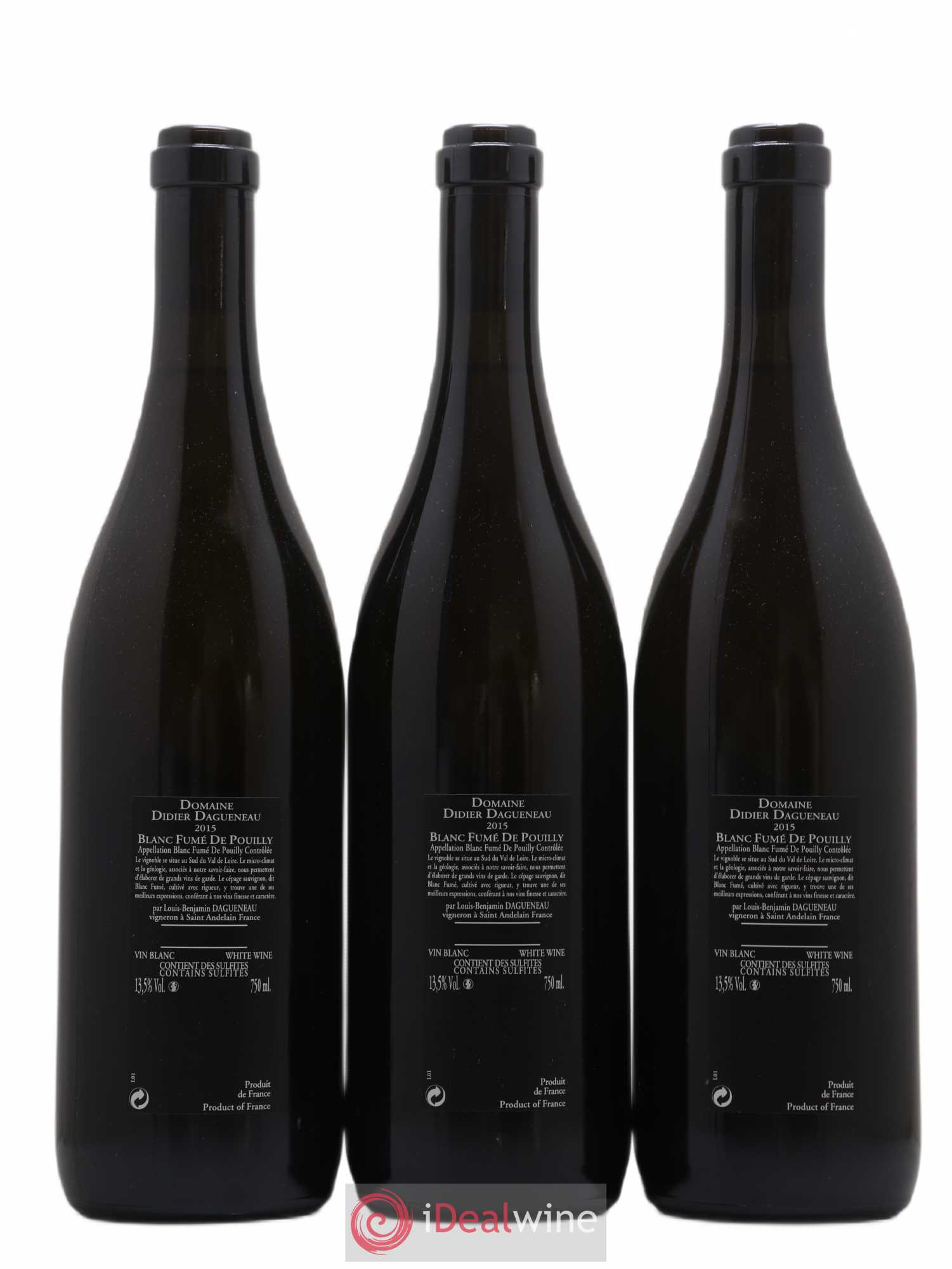 Vin de France (anciennement Pouilly-Fumé) Silex Dagueneau (Domaine Didier - Louis-Benjamin) 2015 - Lot de 3 bouteilles - 1