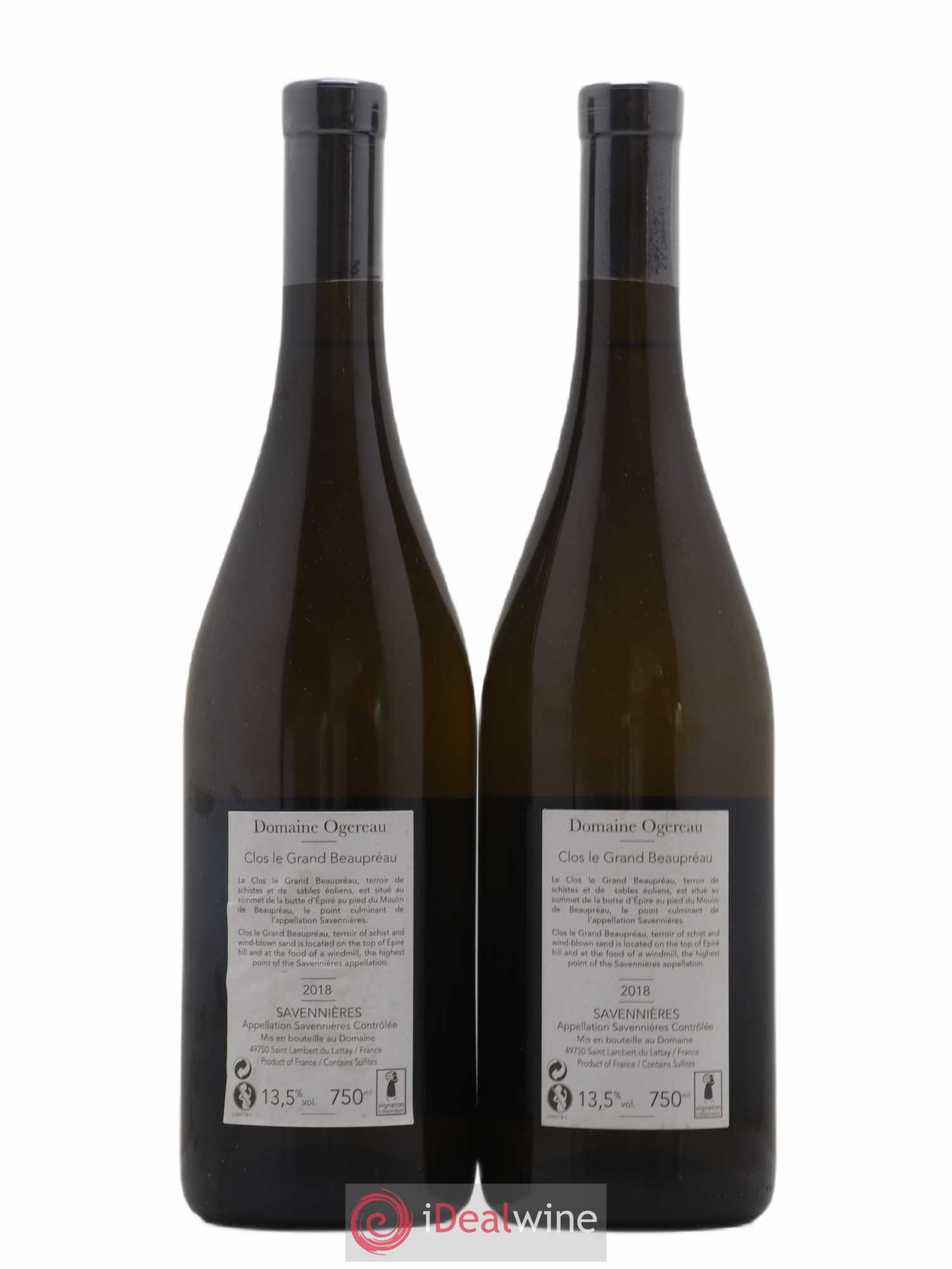 Savennières Clos le Grand Beaupréau Domaine Ogereau 2018 - Lot de 2 bouteilles - 1