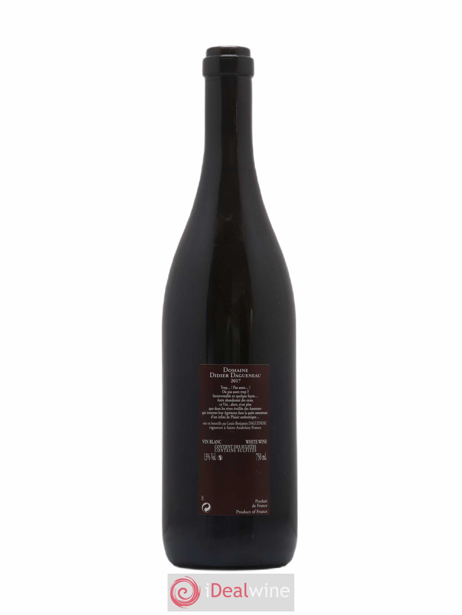 Vin de France (anciennement Pouilly-Fumé) Pur Sang Dagueneau (Domaine Didier - Louis-Benjamin) 2017 - Lot de 1 bouteille - 1
