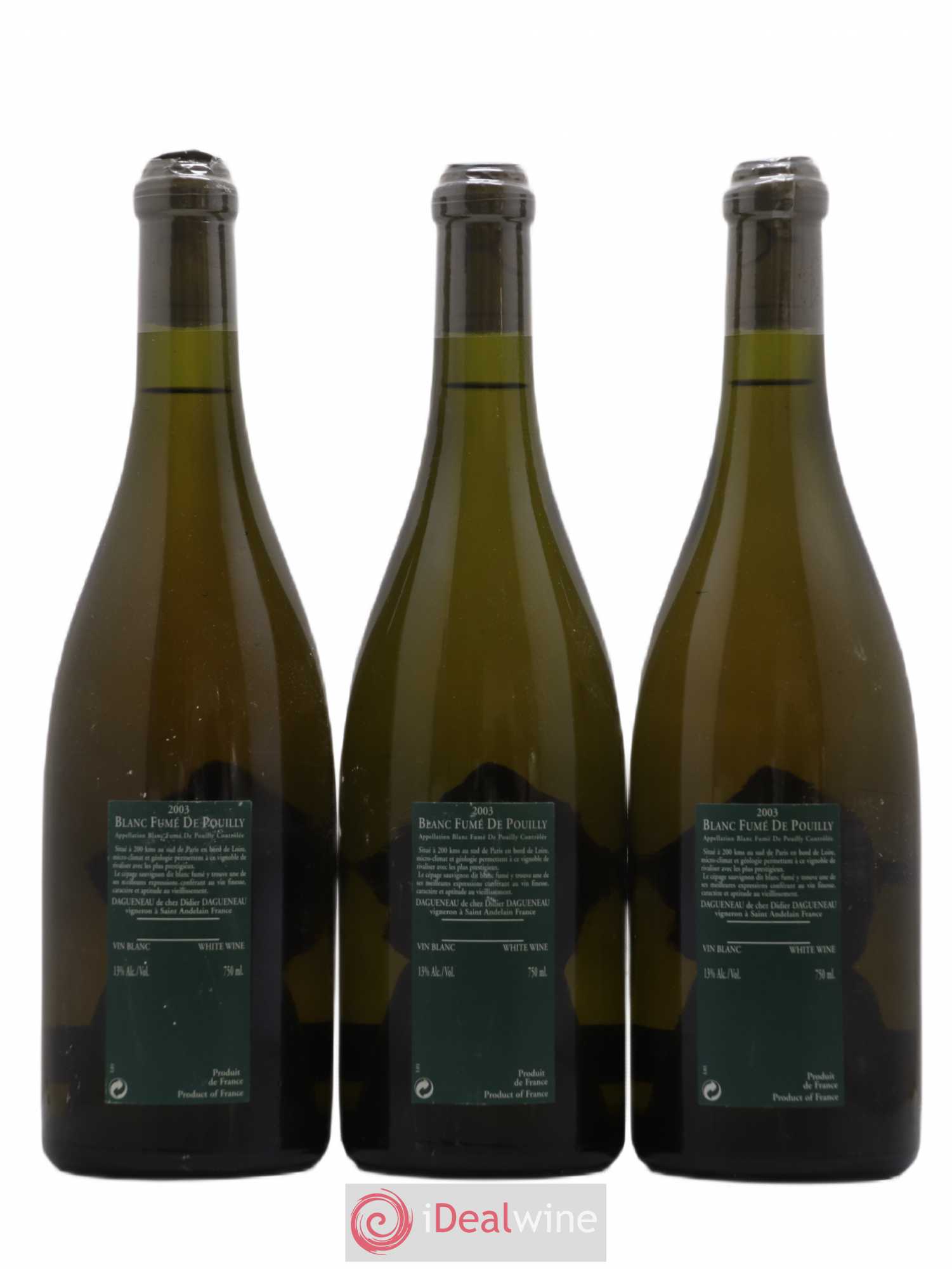 Vin de France (anciennement Pouilly-Fumé) Silex Dagueneau (Domaine Didier - Louis-Benjamin) 2003 - Lot de 3 bouteilles - 1