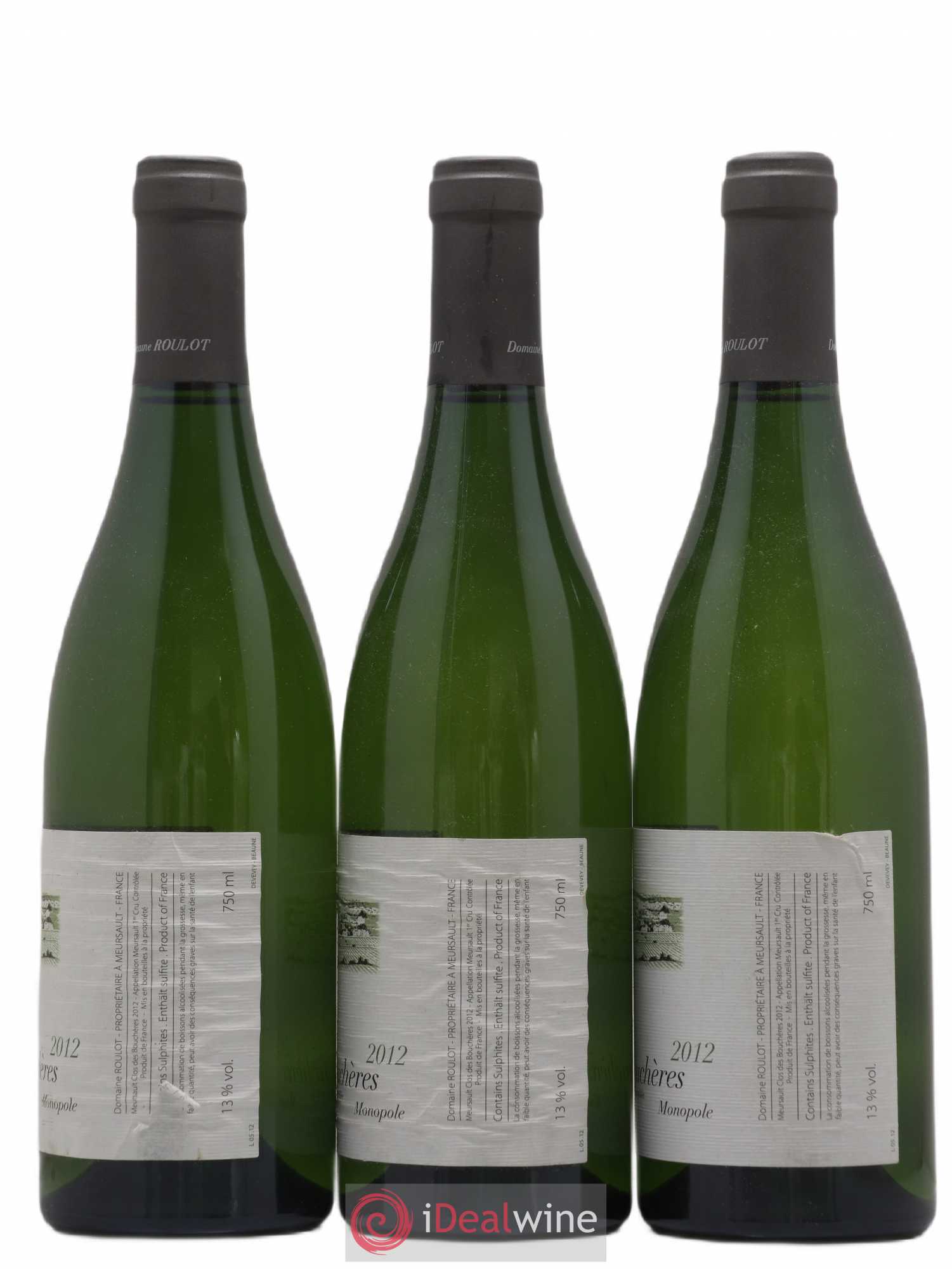 Meursault 1er Cru Clos des Bouchères Roulot (Domaine) 2012 - Lot de 3 bouteilles - 1