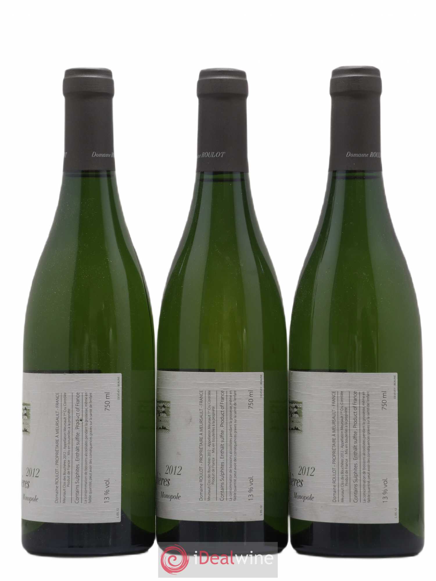 Meursault 1er Cru Clos des Bouchères Roulot (Domaine) 2012 - Lot de 3 bouteilles - 1