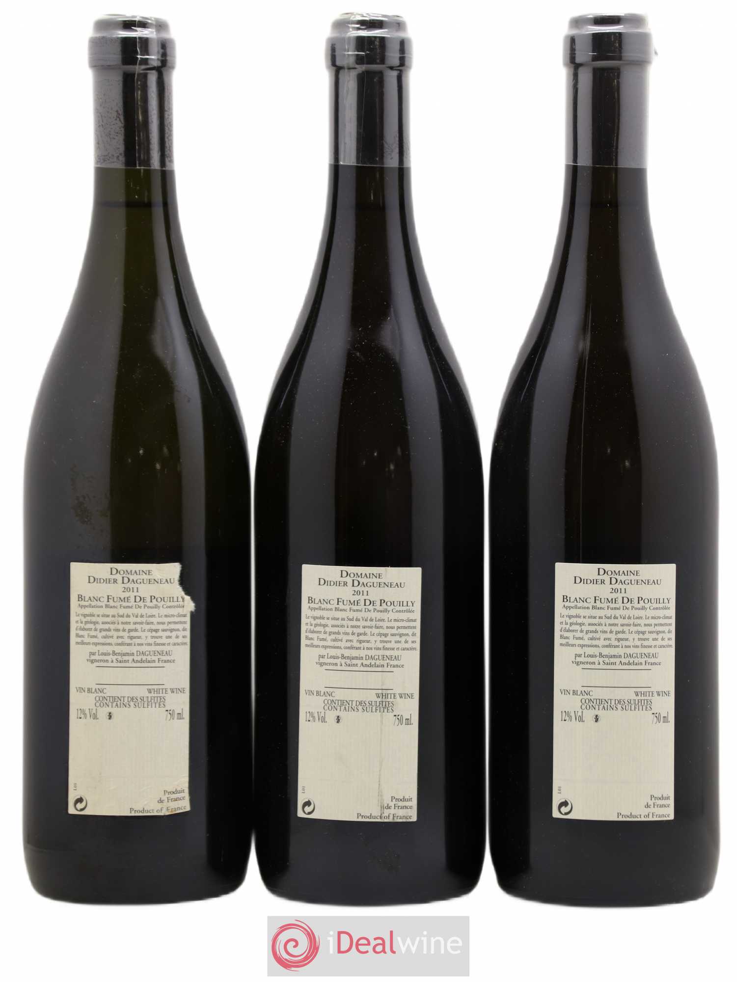 Pouilly-Fumé Blanc Fumé de Pouilly Dagueneau (Domaine Didier - Louis-Benjamin) 2011 - Lot de 3 bouteilles - 1