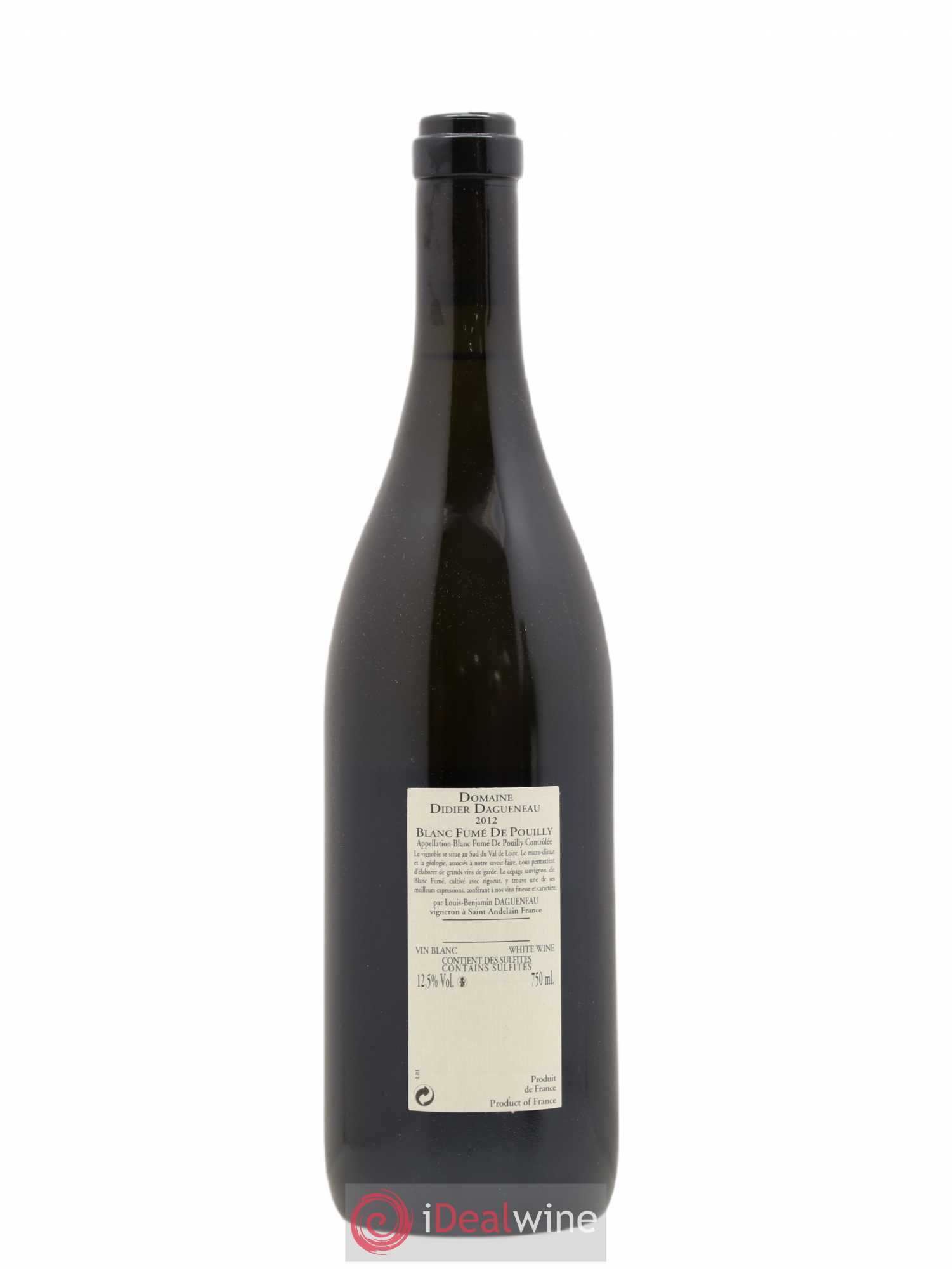 Pouilly-Fumé Blanc Fumé de Pouilly Dagueneau (Domaine Didier - Louis-Benjamin) 2012 - Lot de 1 bouteille - 1